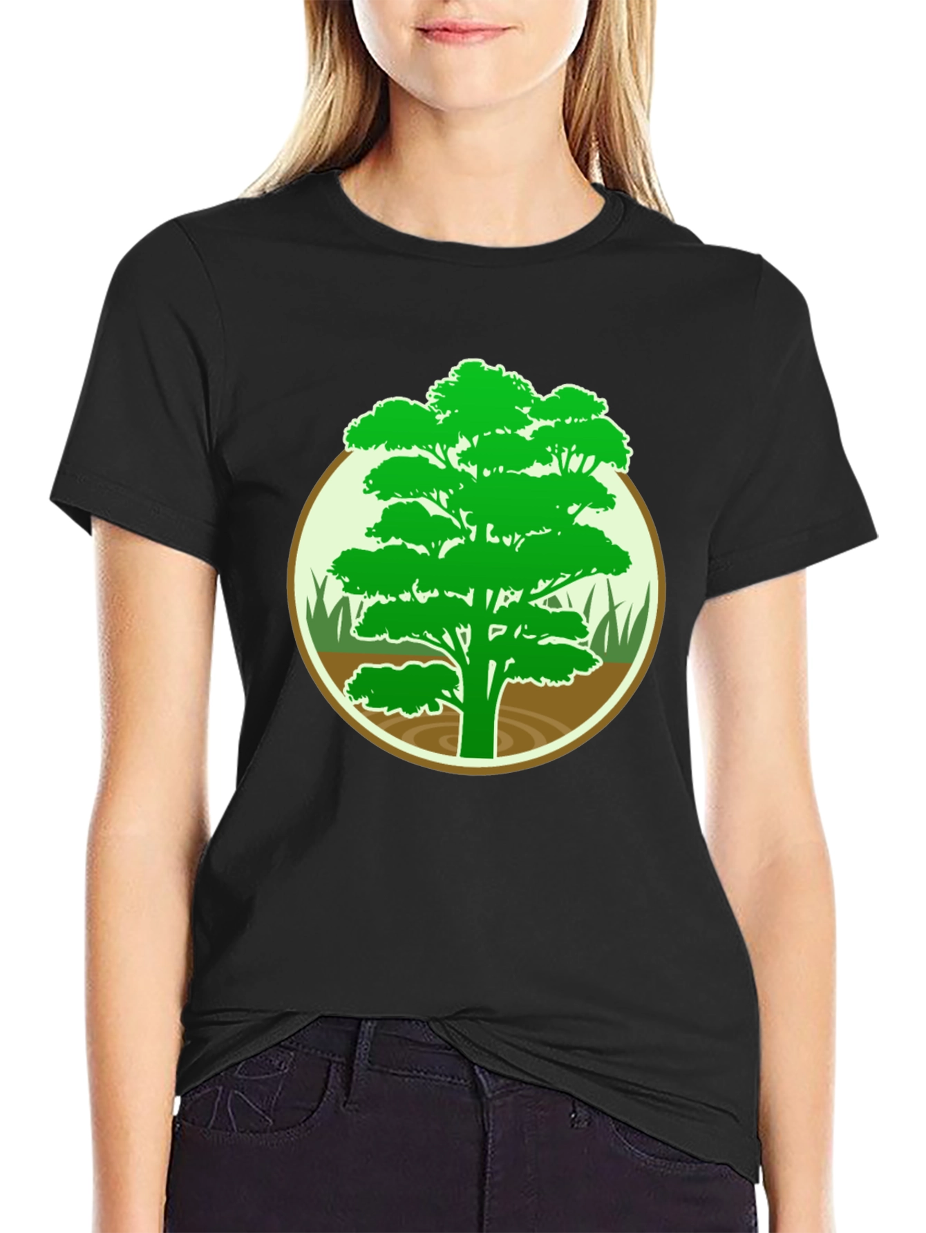 Black Nature Tree Graphic Tee - Men's Black T-Shirt view 2