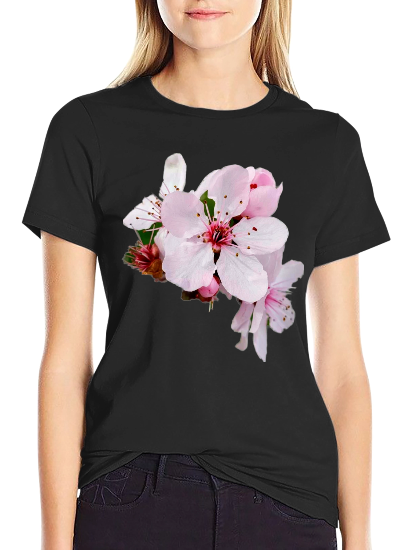 Black Floral Print T-Shirt - Casual Style view 2