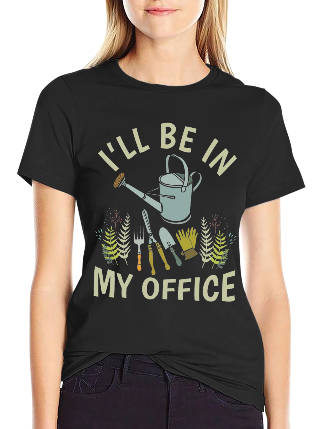 Black Gardener T-Shirt - I'll Be In My Office Gardening view 2