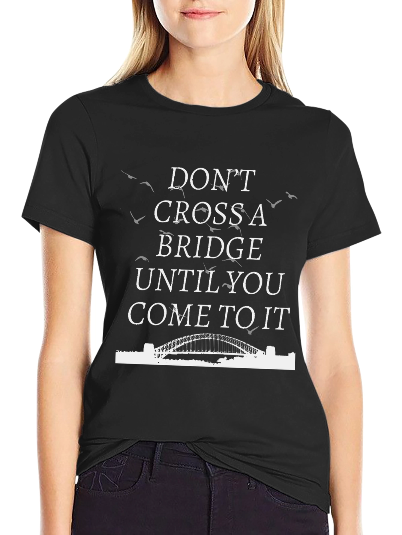 Black Don't Cross a Bridge Graphic T-Shirt view 2