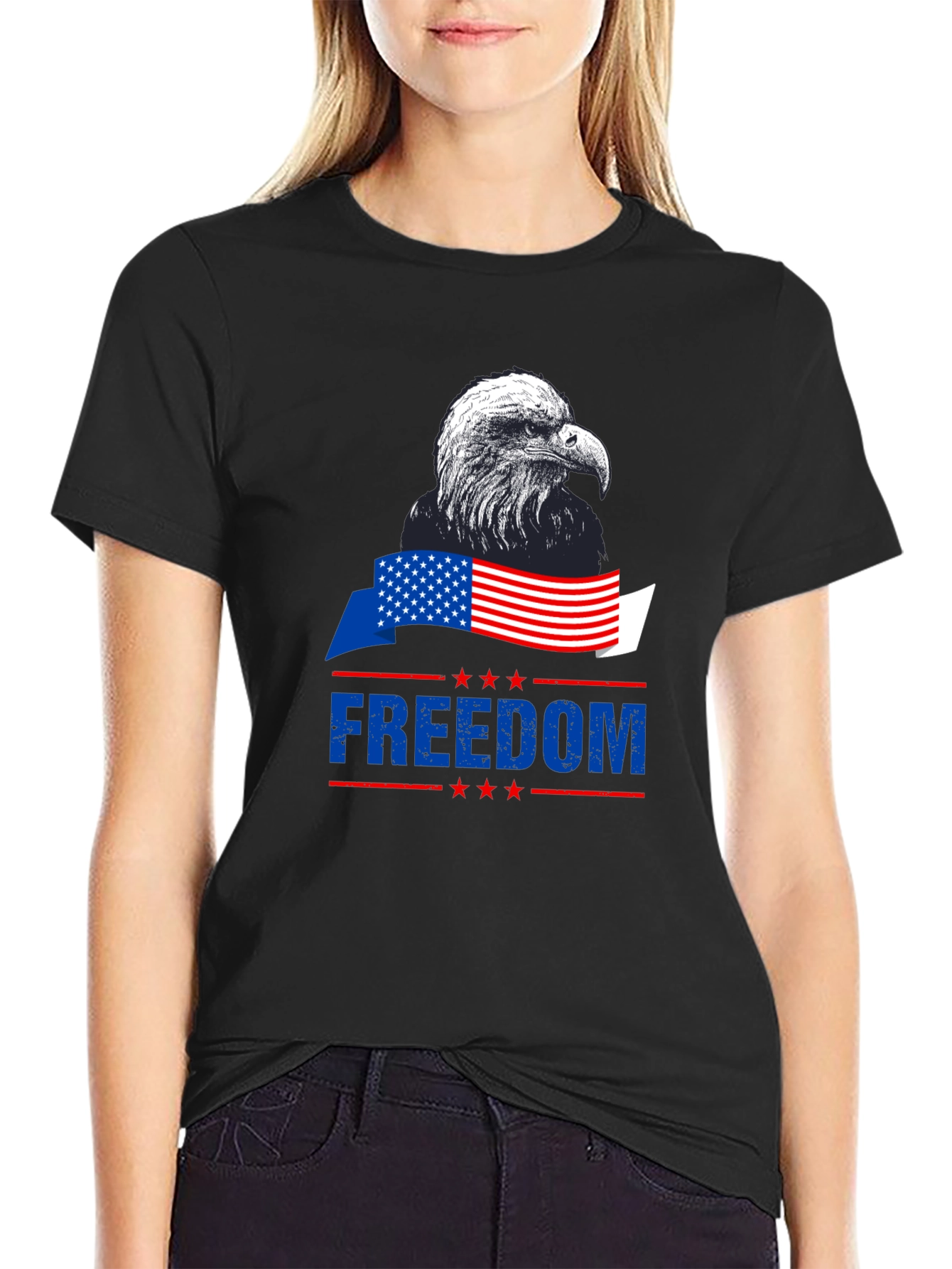 Black Patriotic Eagle Freedom T-Shirt - American Pride view 2