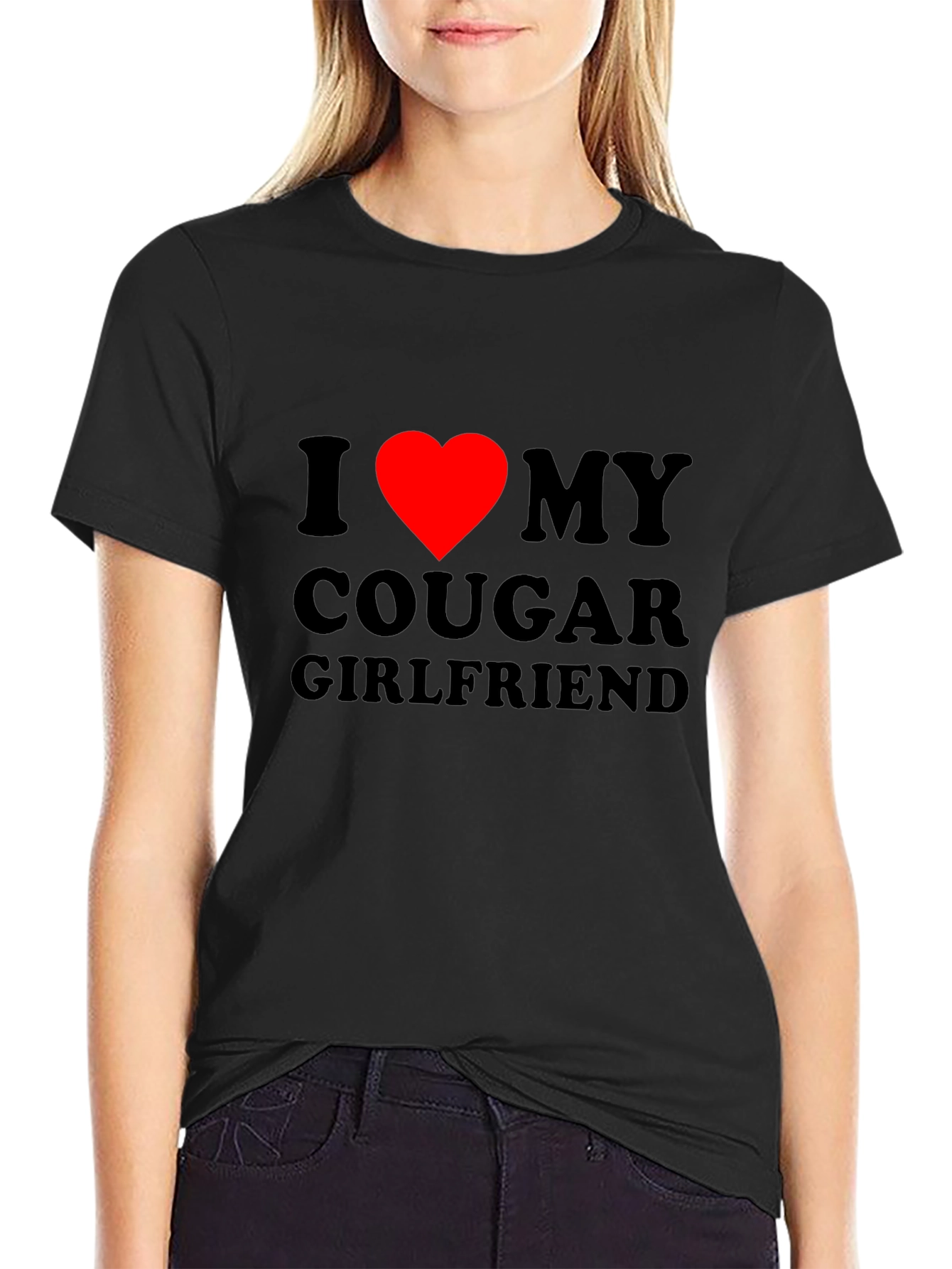 Black I Heart My Cougar Girlfriend T-Shirt - Bold Graphic Tee view 2