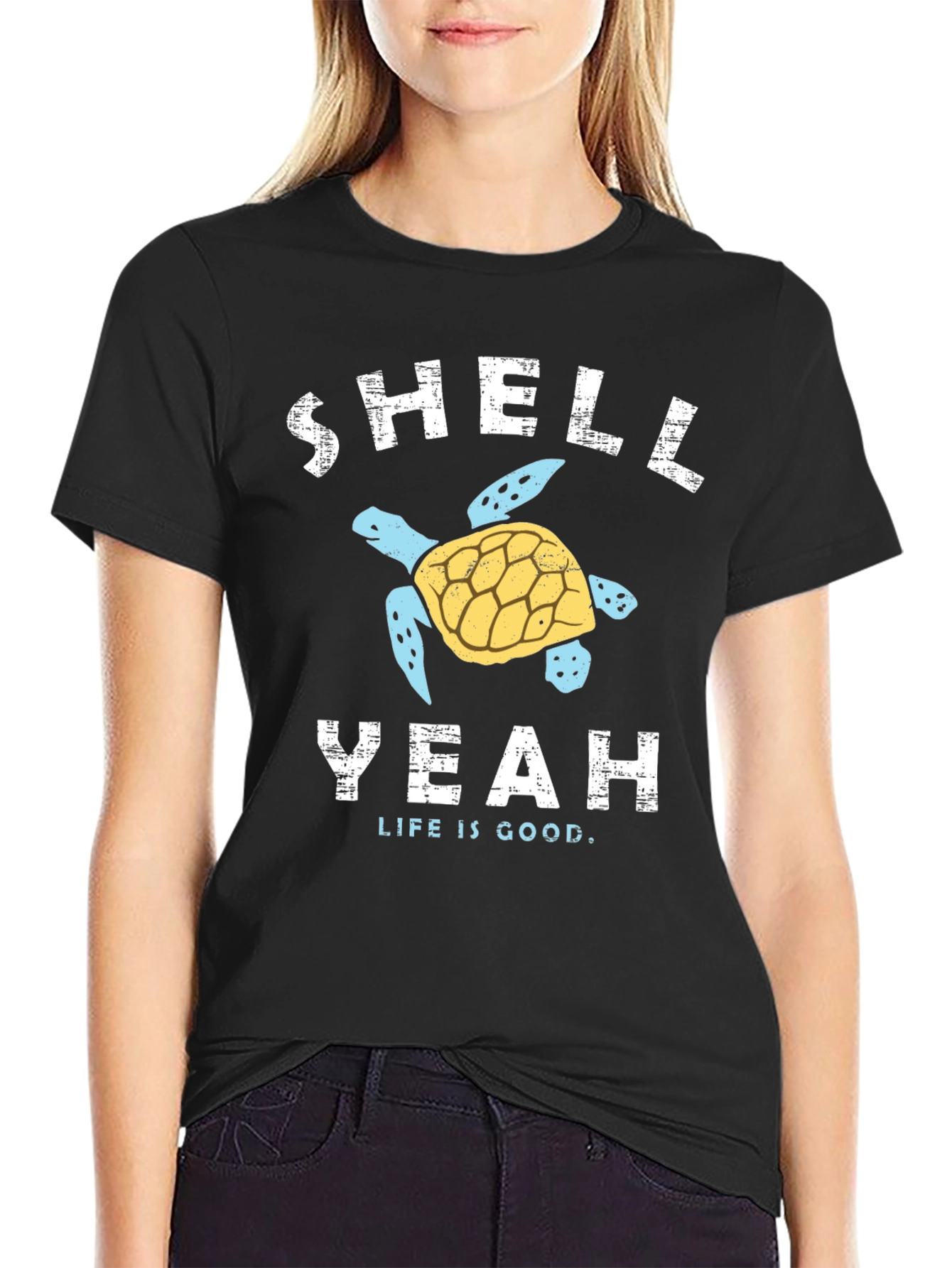 Black Shell Yeah Turtle Graphic T-Shirt view 2