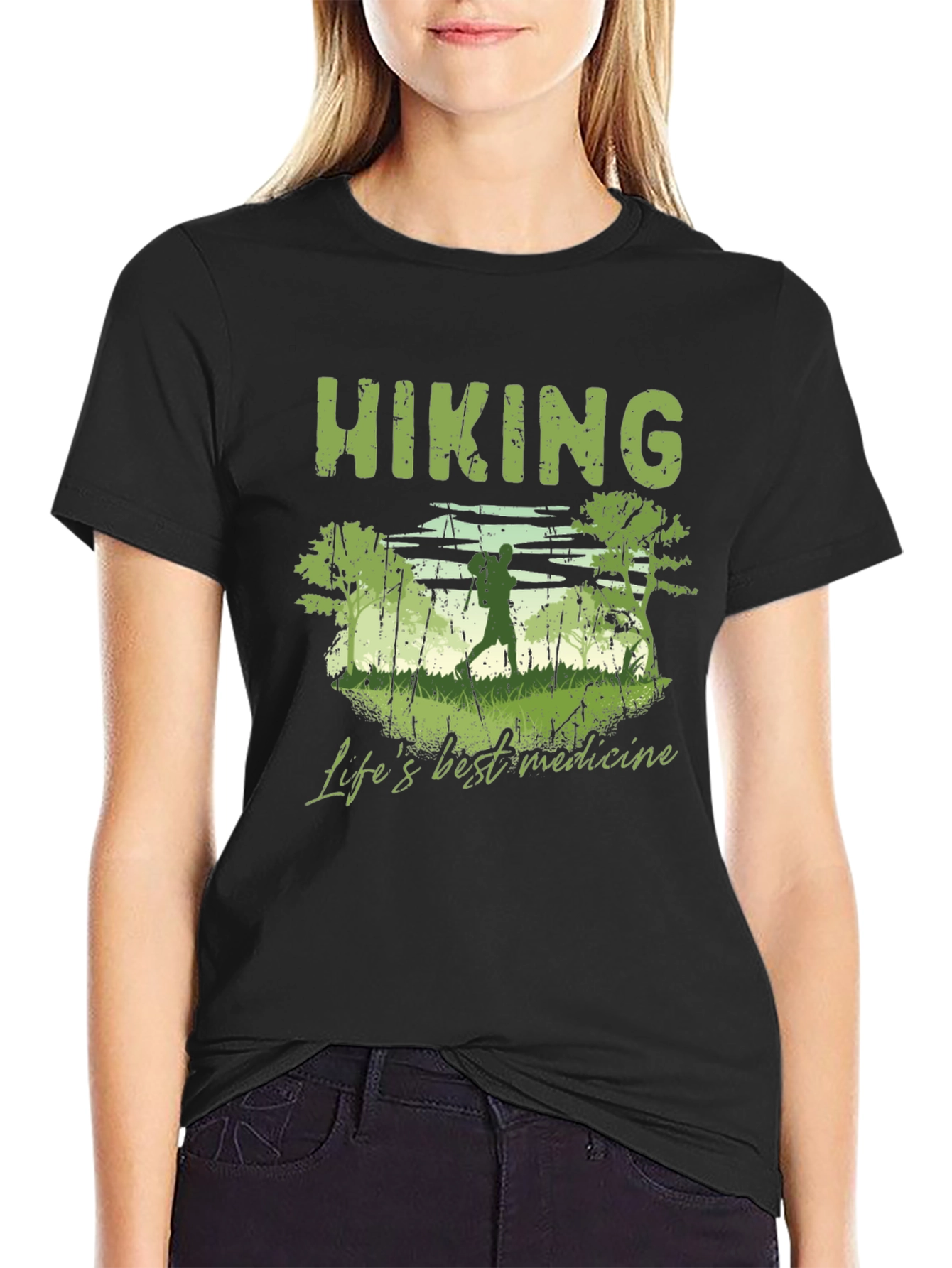 Black Hiking 'Life's Best Medicine' Graphic T-Shirt view 2