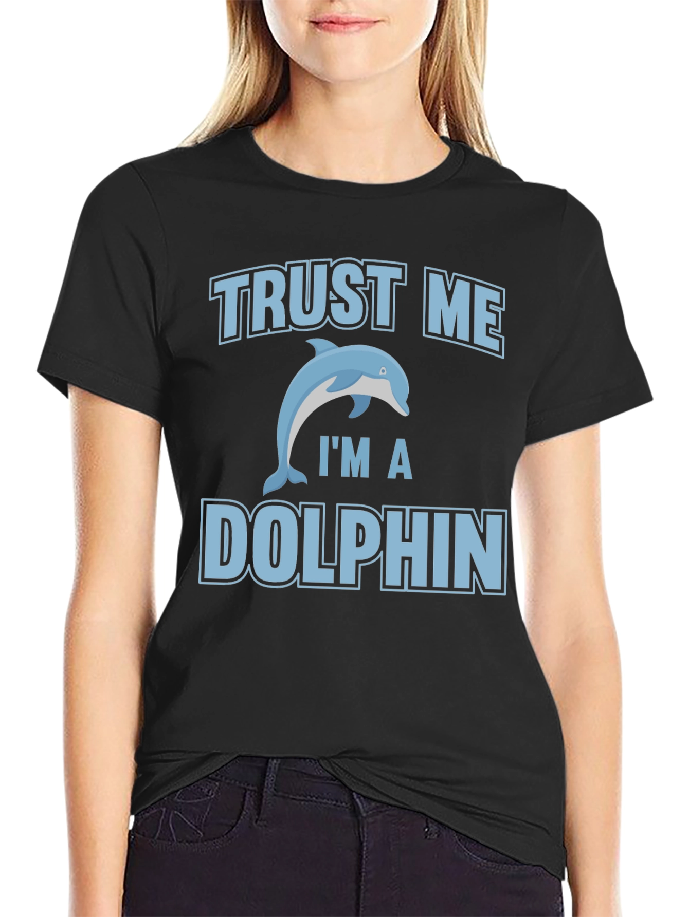 Black Trust Me I'm a Dolphin Graphic Tee view 2