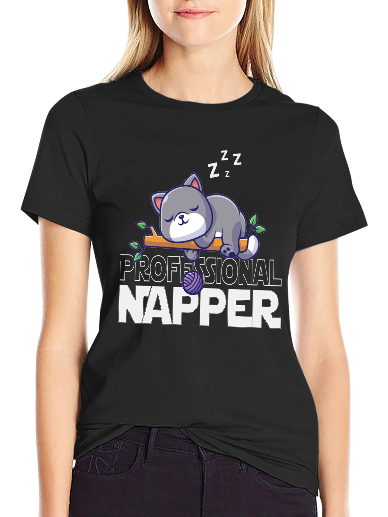Professional Napper T-Shirt Cute Cat Tee - 2
