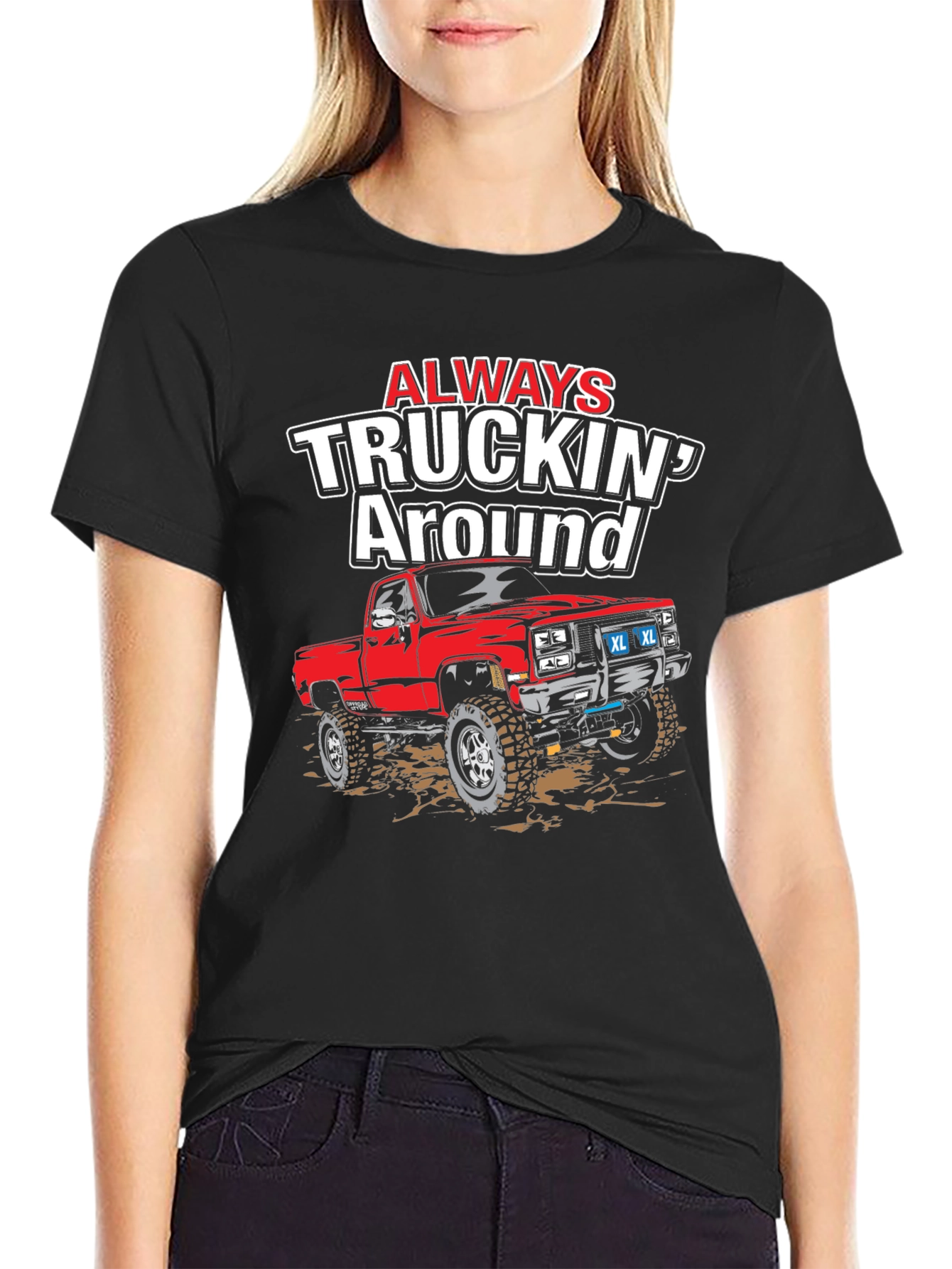 Black Always Truckin' Around Graphic T-Shirt view 2