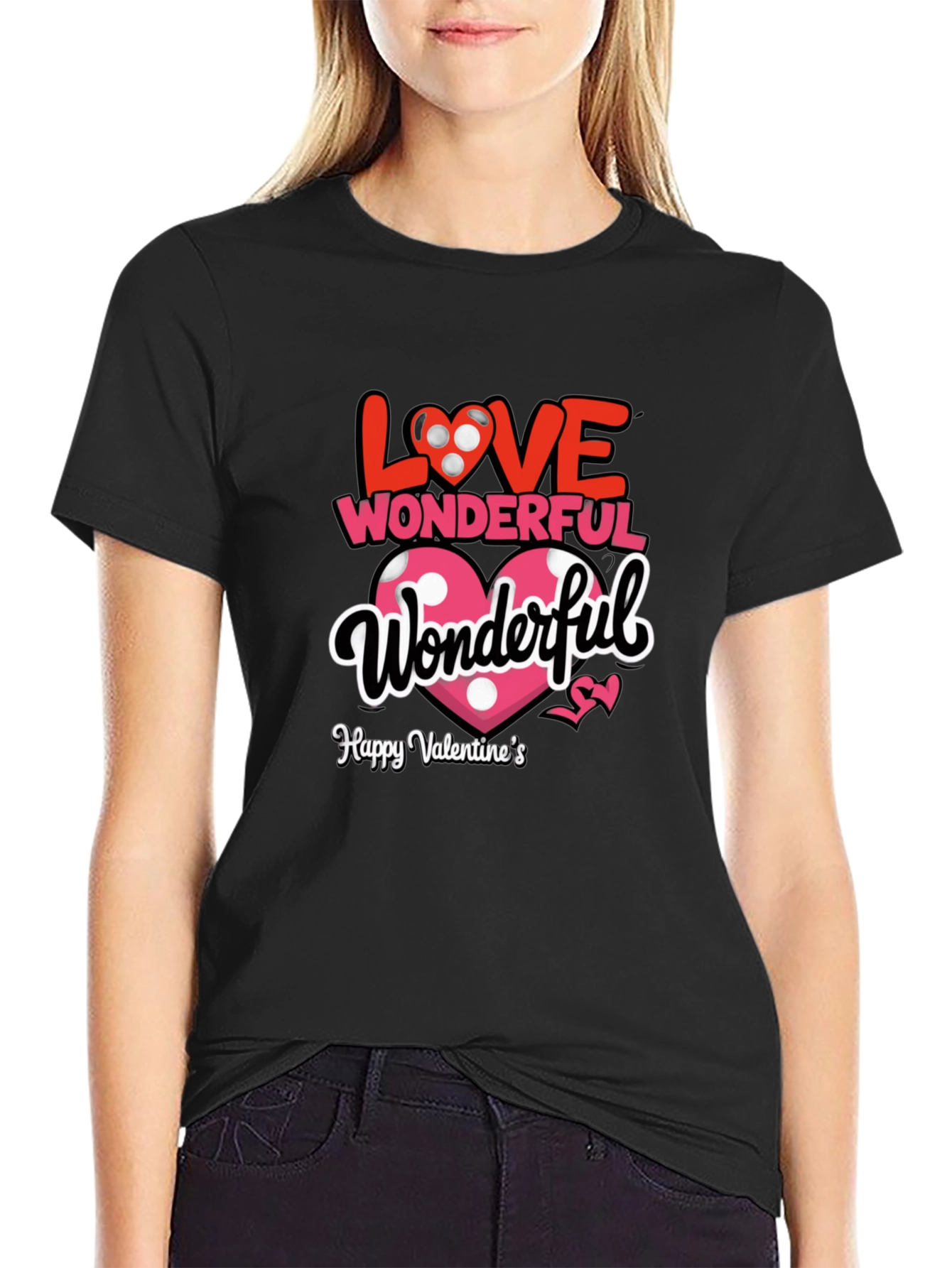 Black Love Wonderful Valentine's Day Black T-Shirt view 2