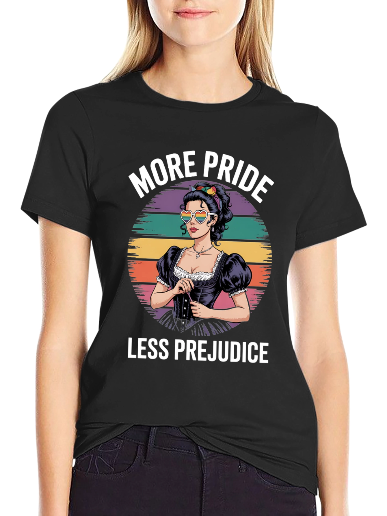 Black More Pride Less Prejudice T-Shirt view 2