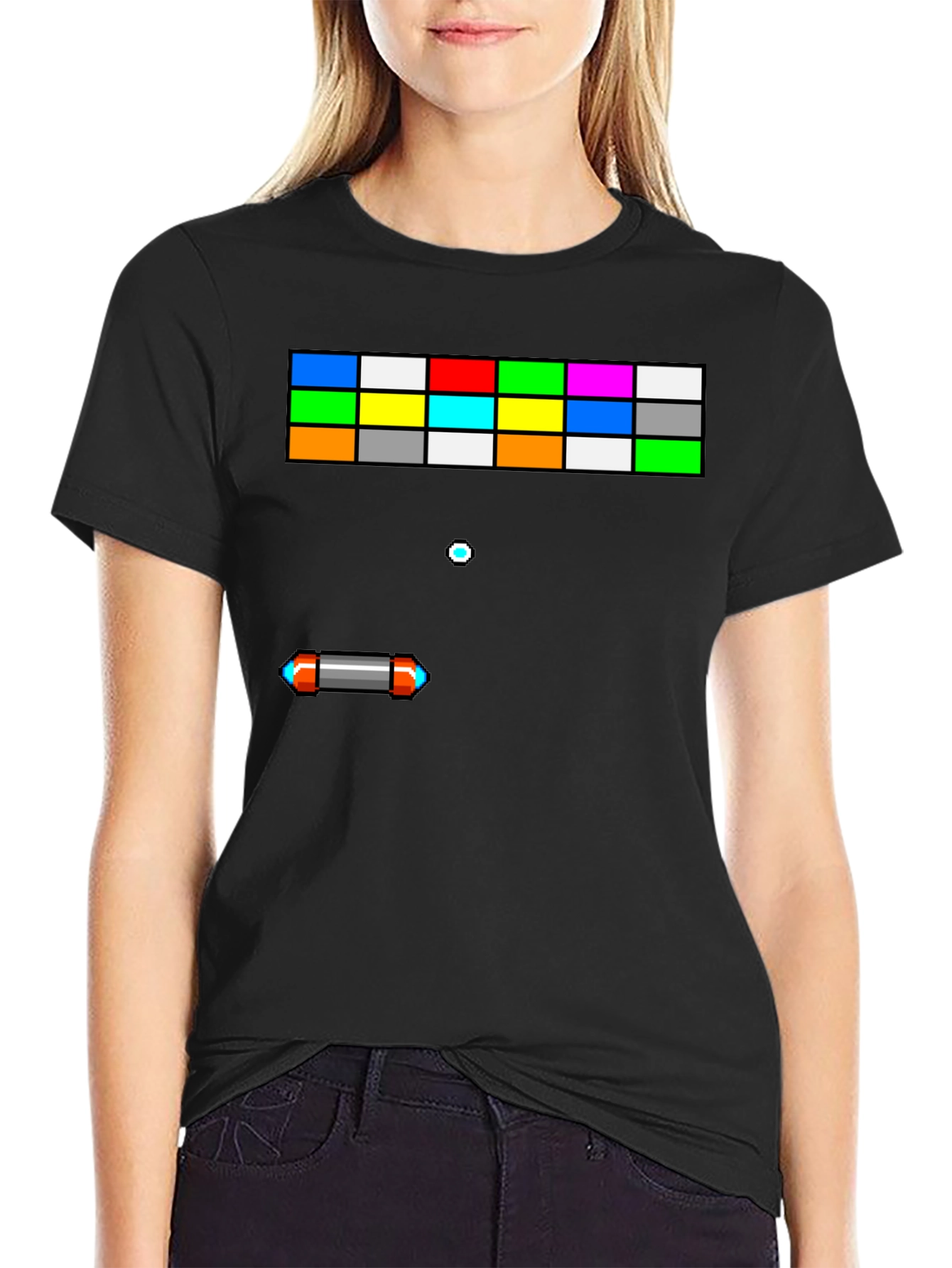 Black Retro Arcade Gamer T-Shirt - Breakout Inspired Design view 2