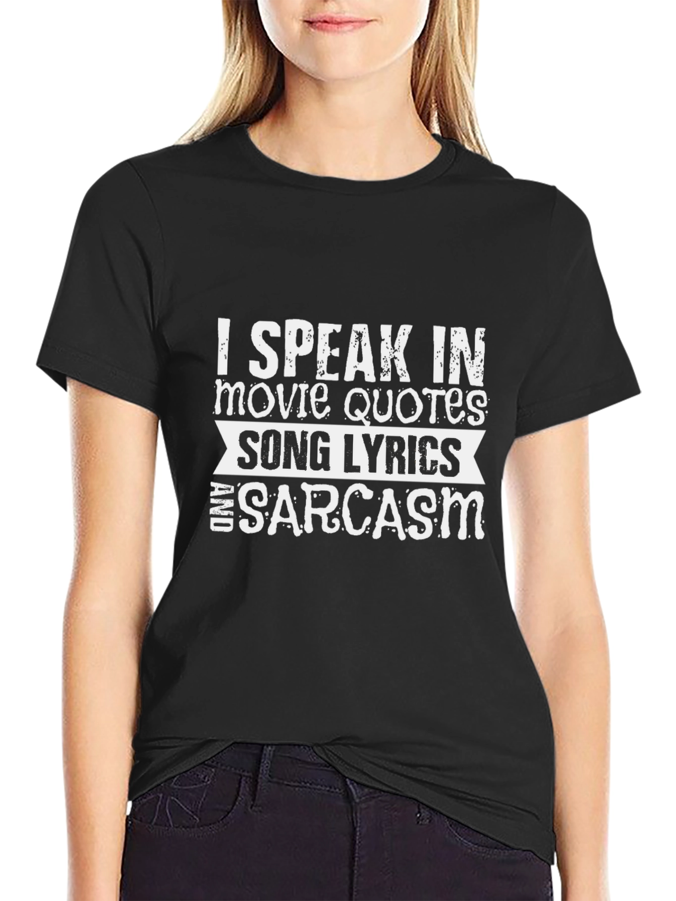 Black Funny "I Speak In Movie Quotes..." Graphic Tee view 2