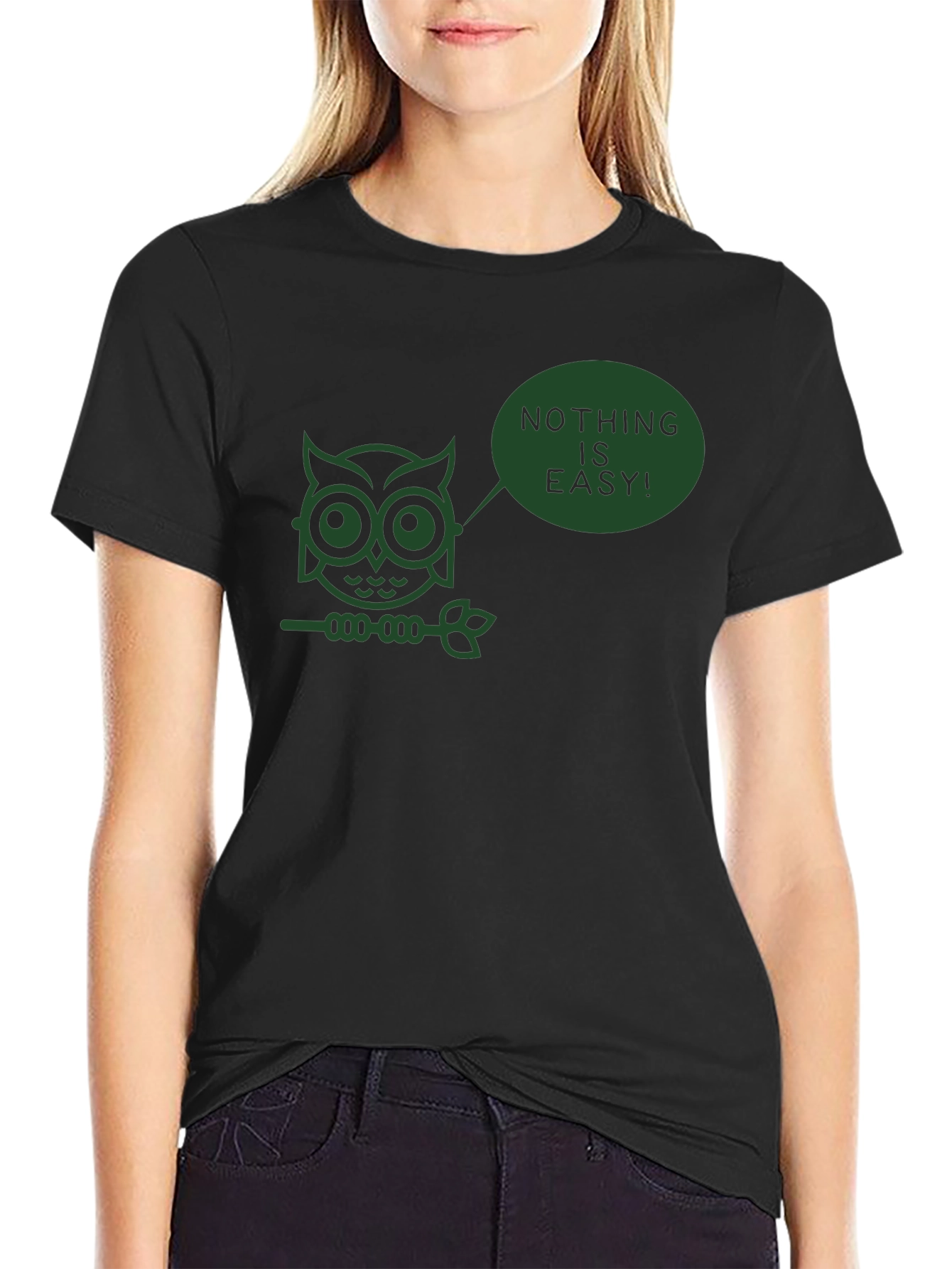 Nothing is Easy Owl T-Shirt - Black - 2