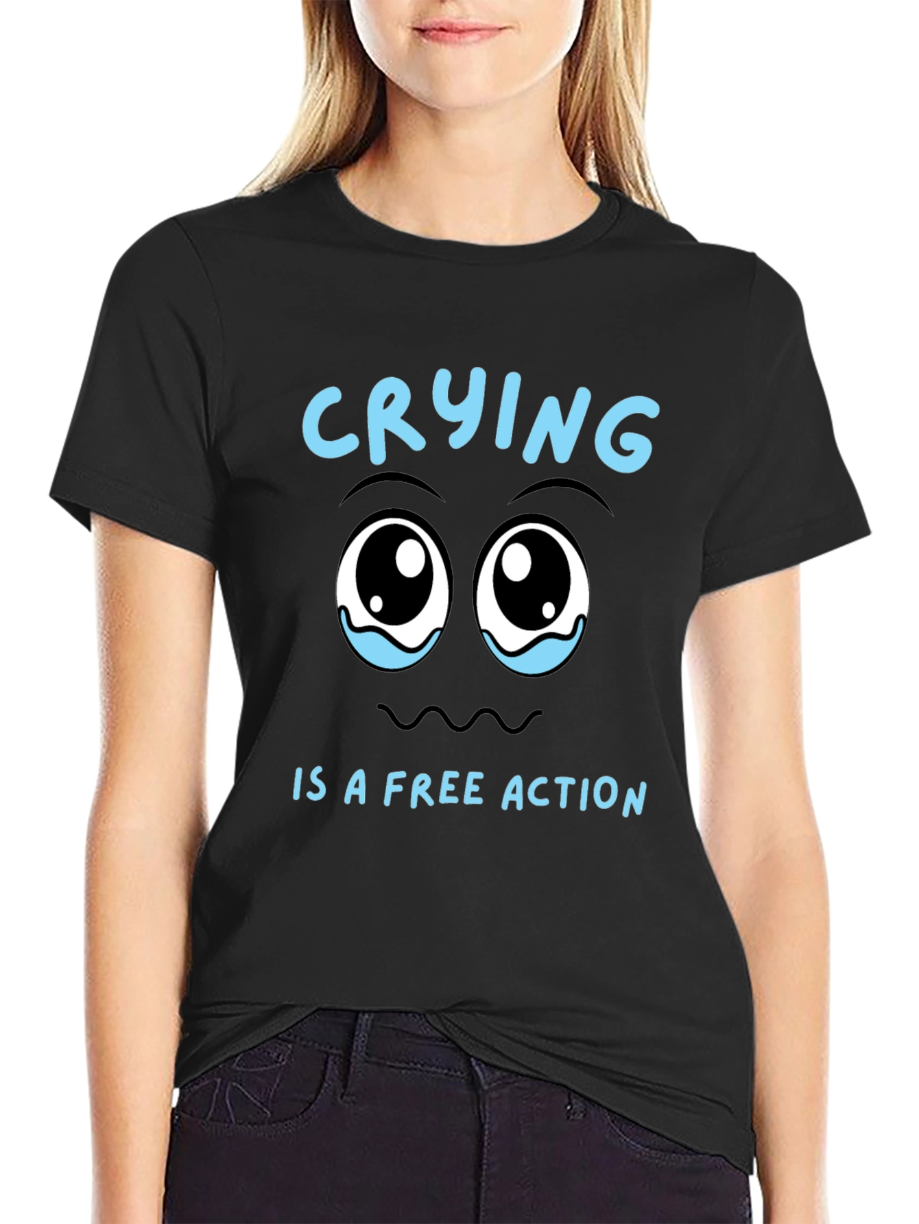 Black Crying is a Free Action Black T-Shirt view 2