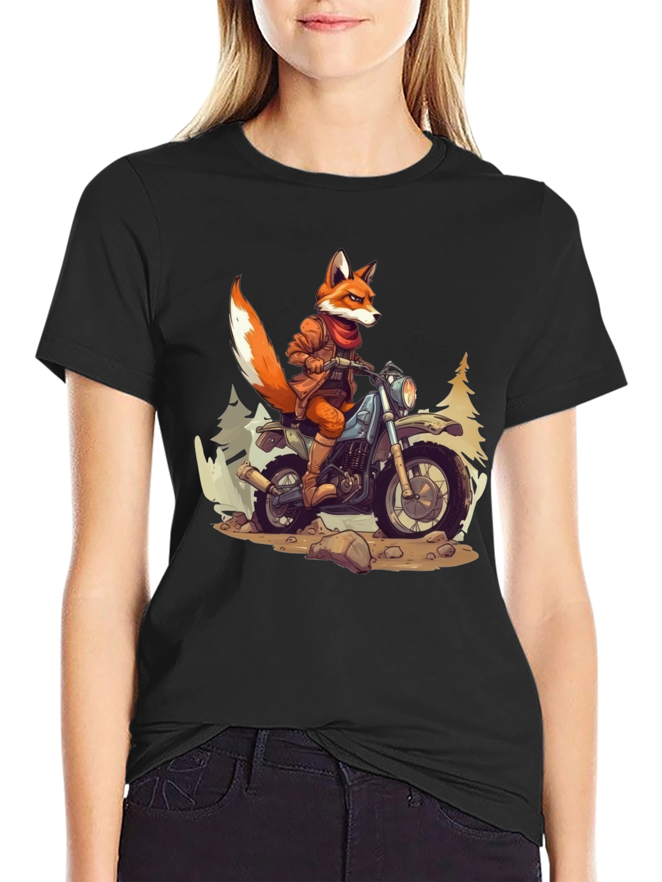 Black Fox Rider Graphic T-Shirt view 2