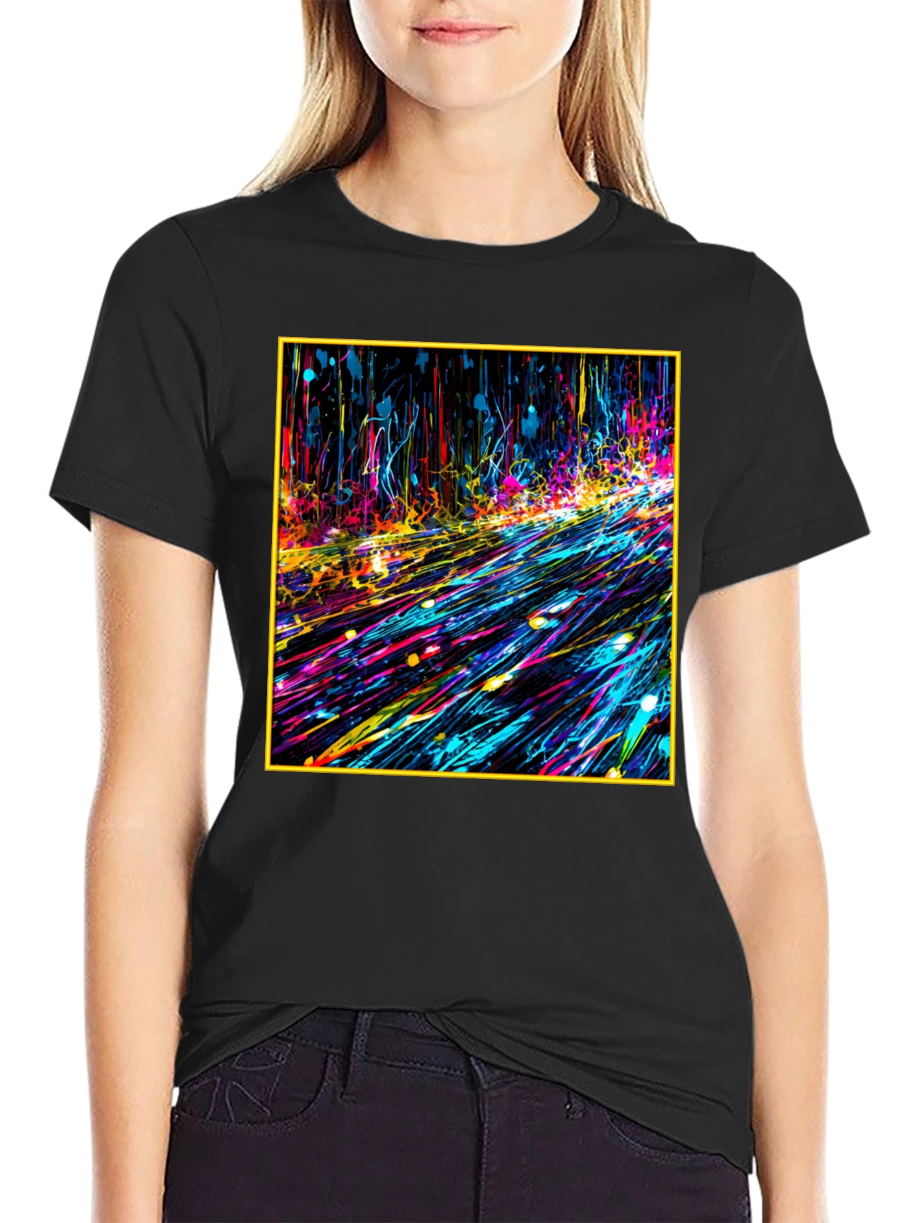 Black Abstract Art Black Tee - Bold Graphic Print view 2
