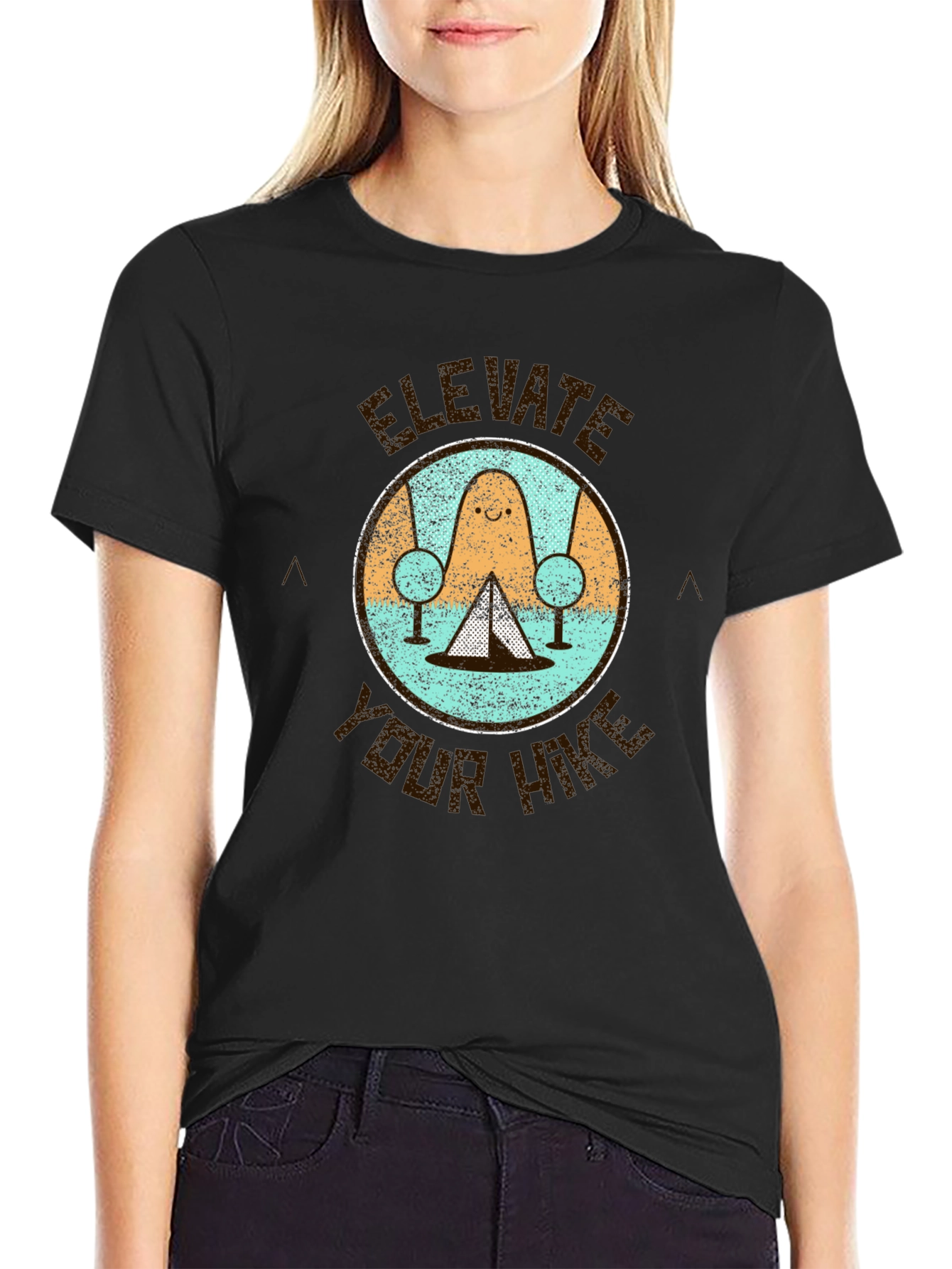 Black Elevate Your Hike T-Shirt - Camping Adventure Tee view 2