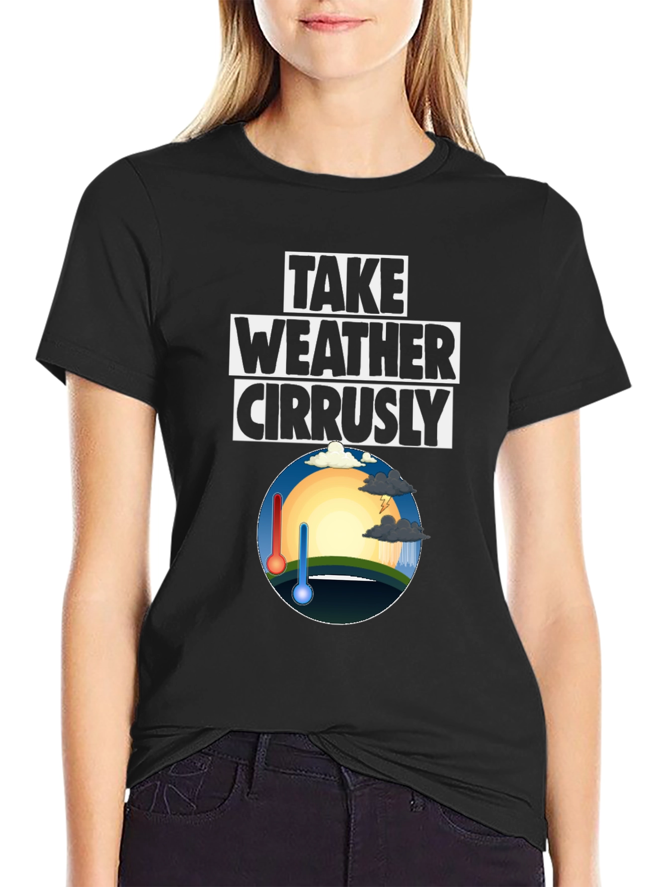 Black Take Weather Cirrusly Black Cotton T-Shirt view 2