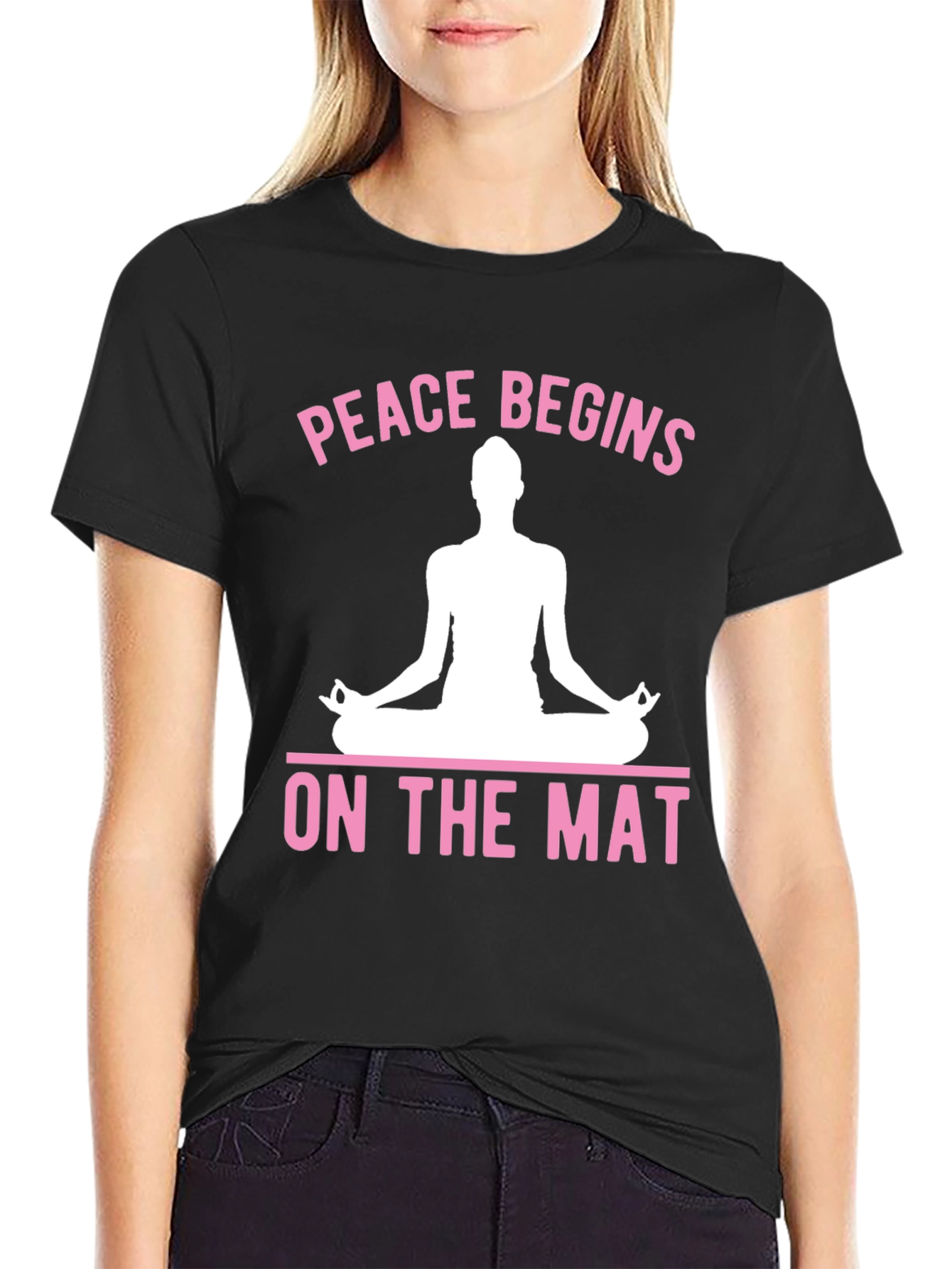 Black Peace Begins On The Mat Yoga Graphic T-Shirt view 2