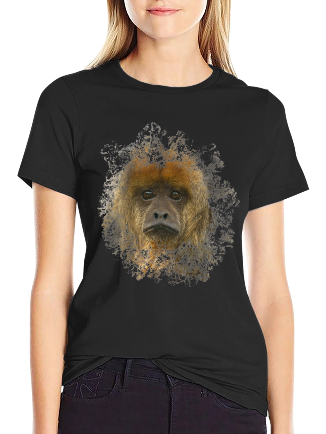 Monkey Face Graphic Black T-Shirt - 2