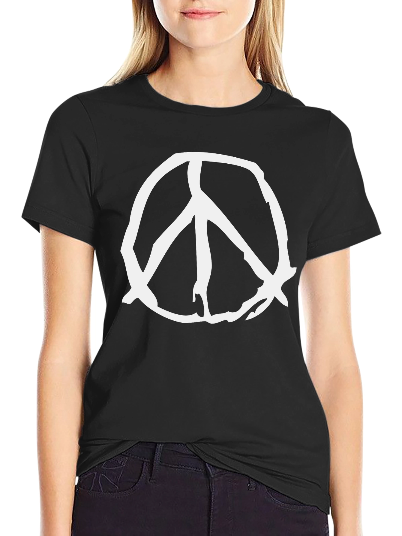 Black Peace Symbol Black T-Shirt view 2
