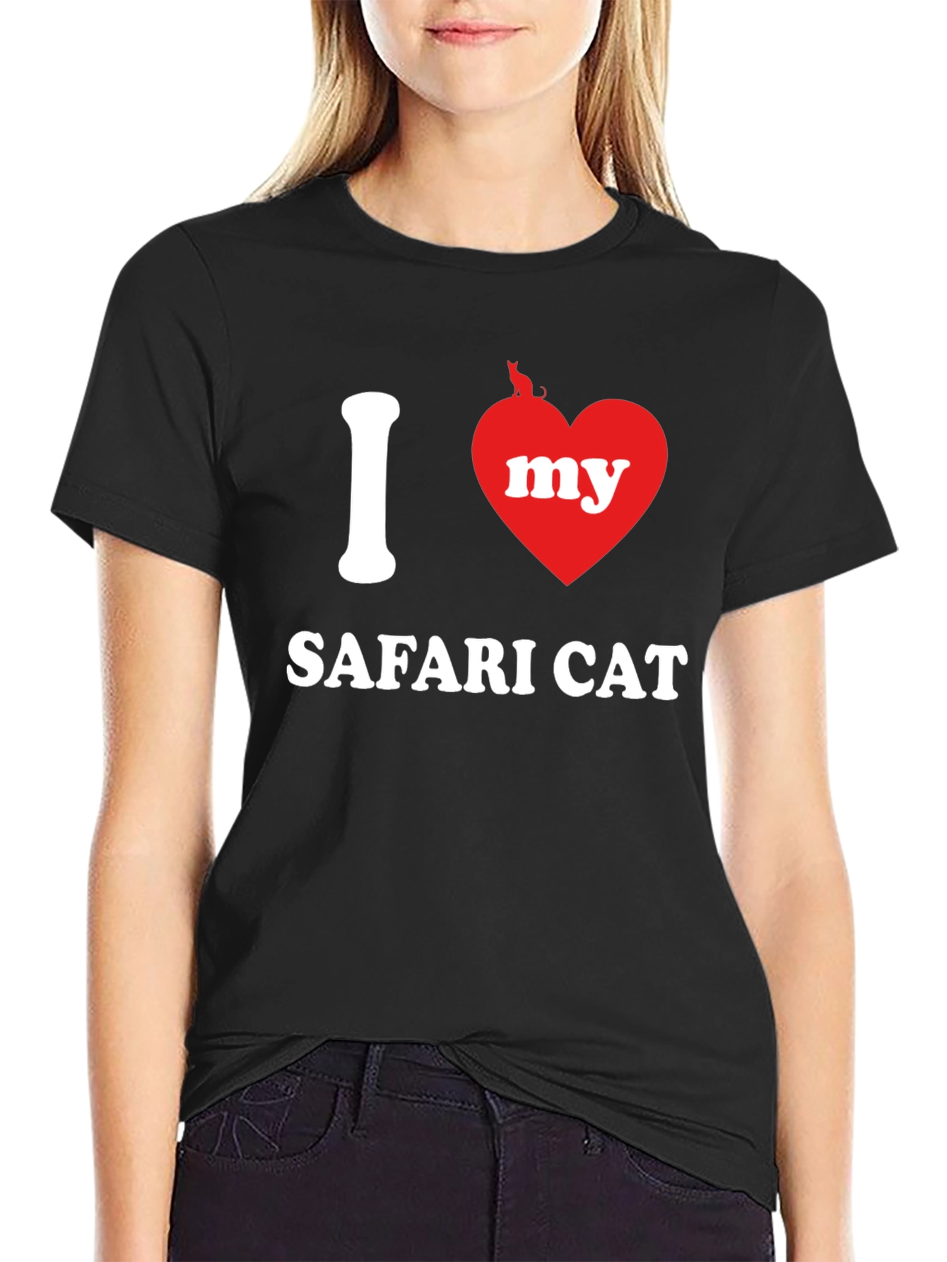 Black I Heart My Safari Cat Graphic Tee view 2