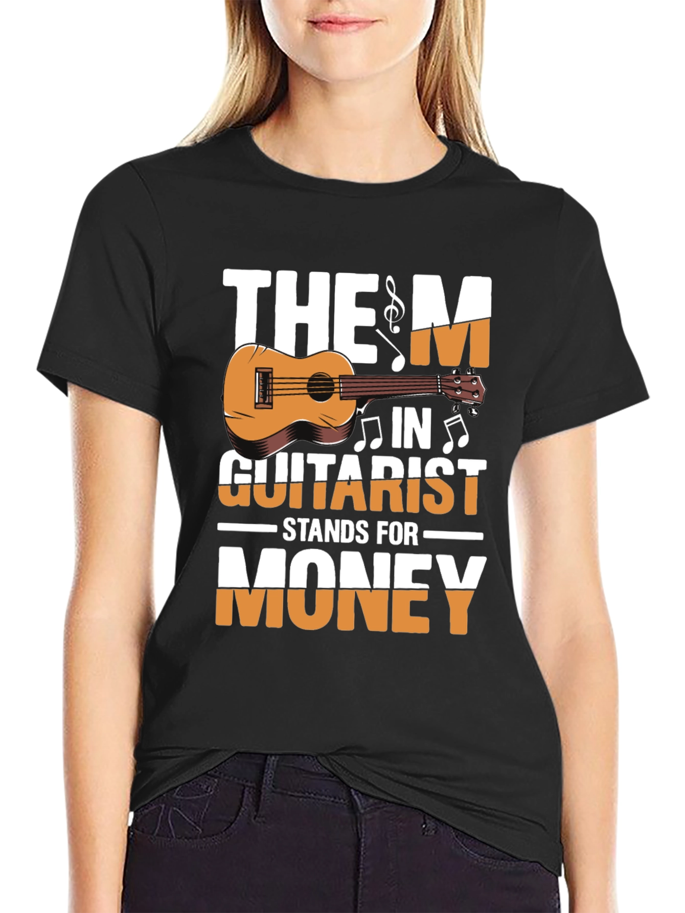Black The M in Guitarist Stands for Money T-Shirt view 2