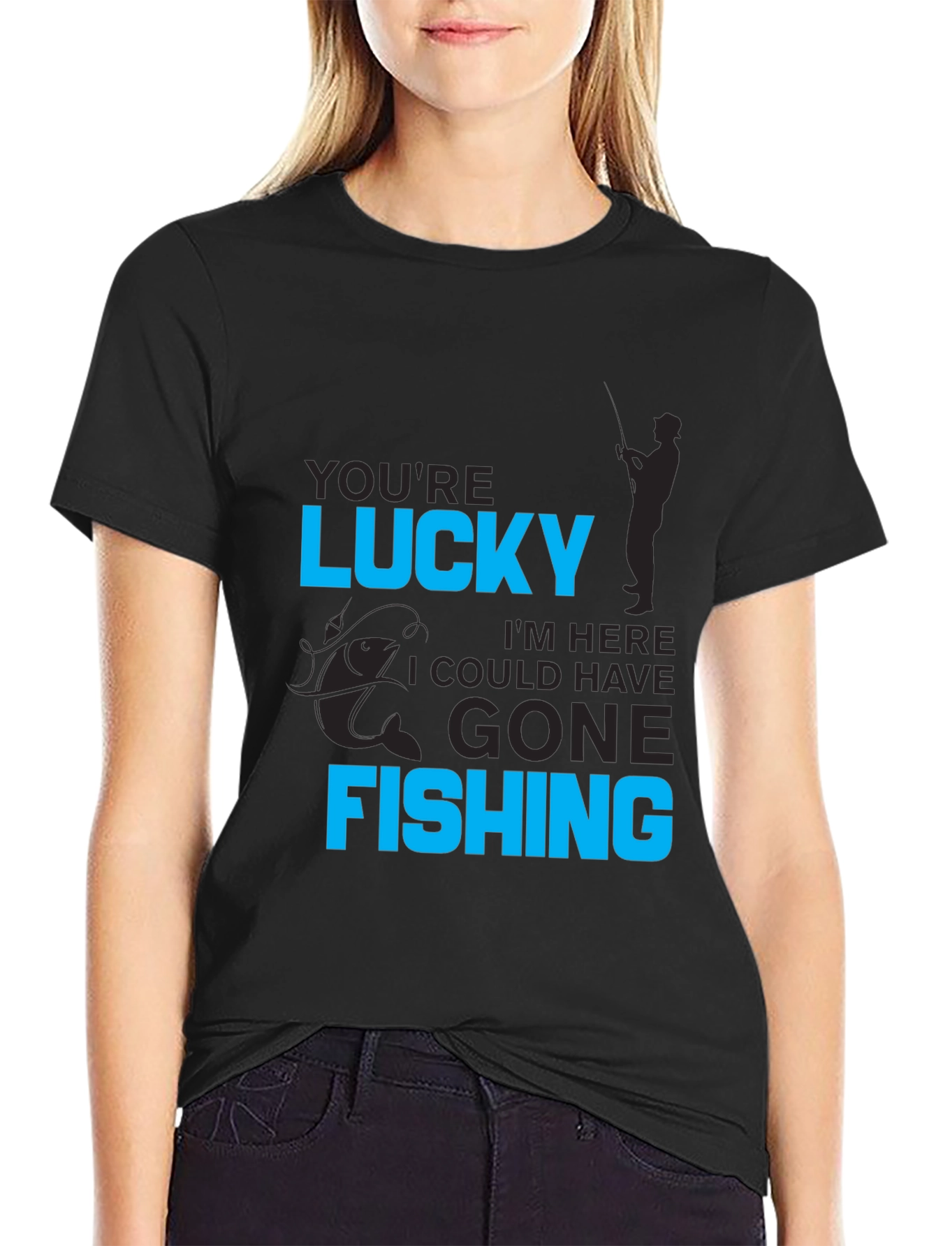 Black Lucky Fishing Graphic Tee view 2