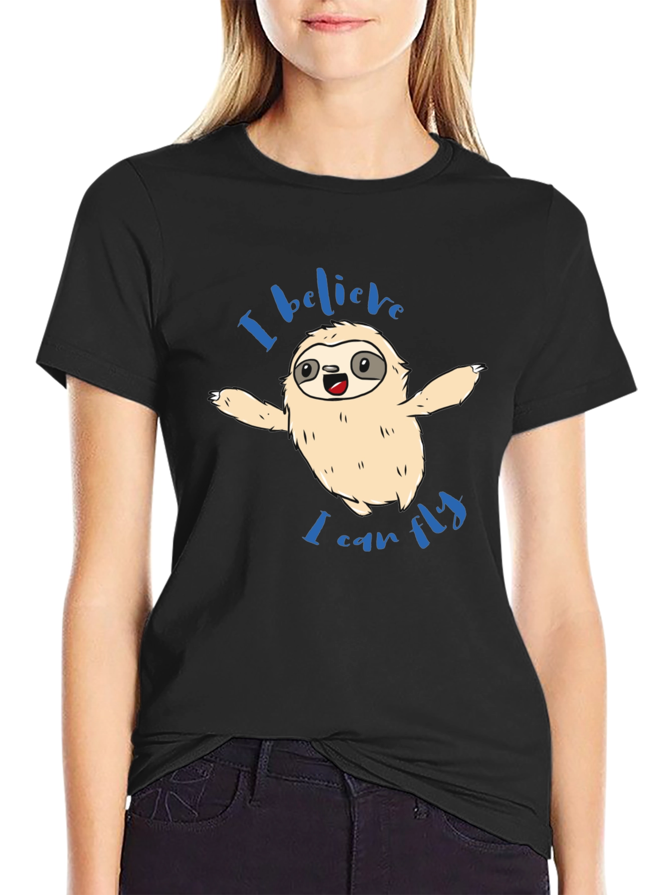 Sloth I Believe I Can Fly Graphic T-Shirt - 2