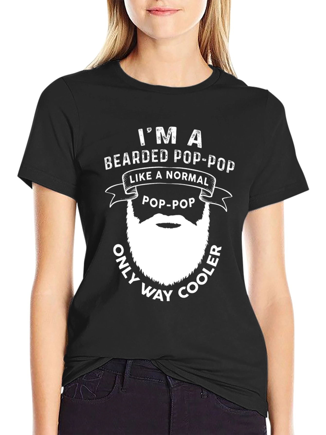 Black Bearded Pop-Pop Novelty T-Shirt view 2