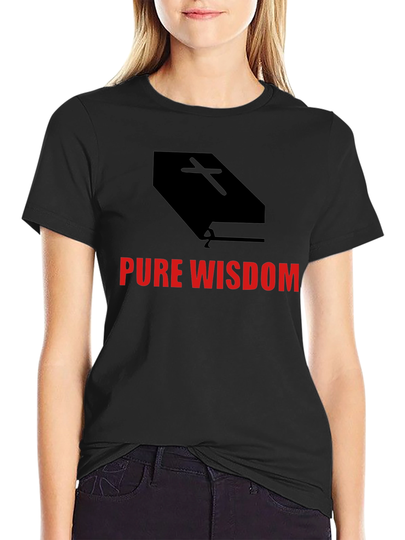Black Pure Wisdom Graphic Tee - Black Cotton Blend view 2