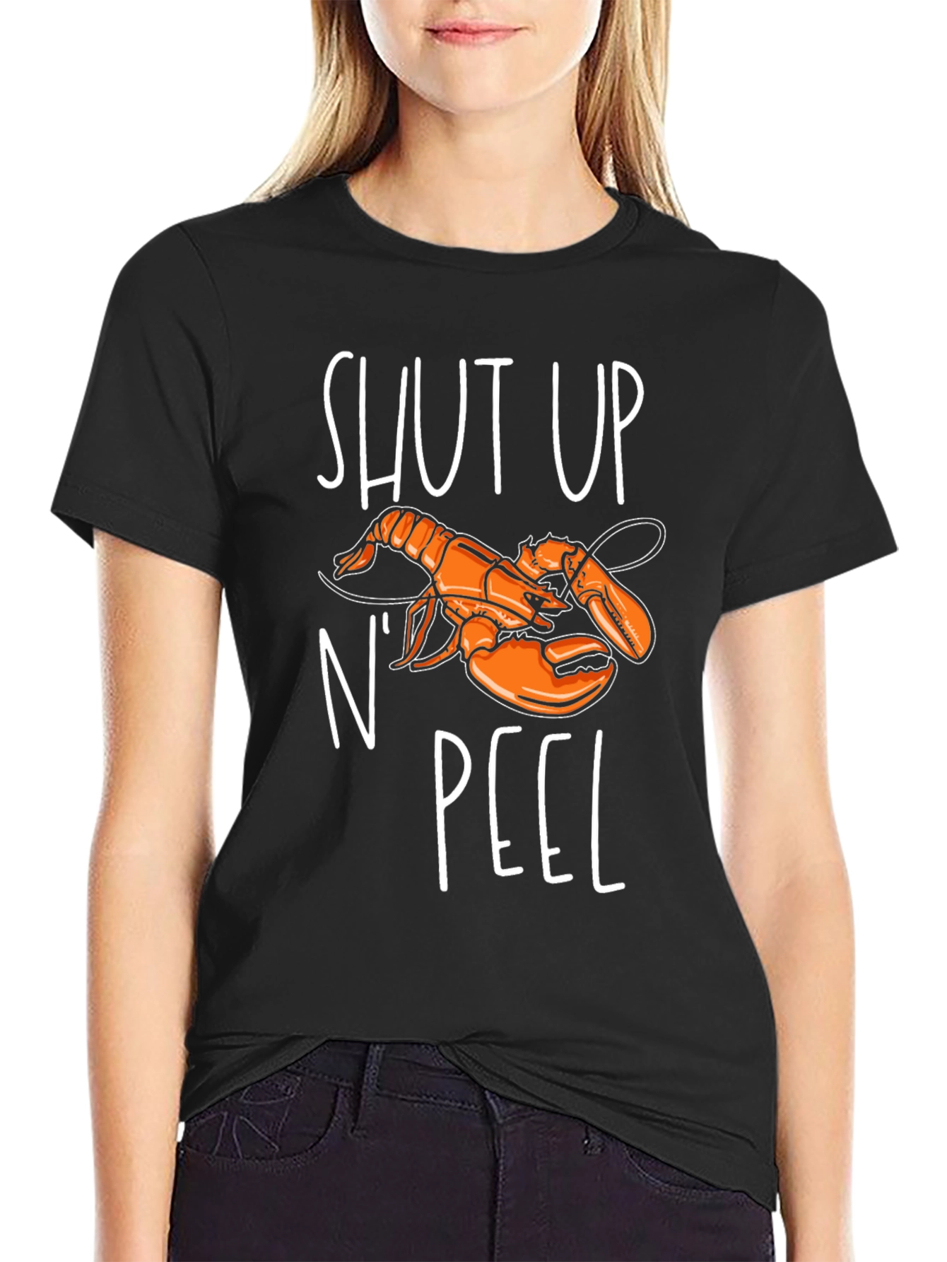 Black Shut Up N' Peel Lobster Graphic T-Shirt view 2