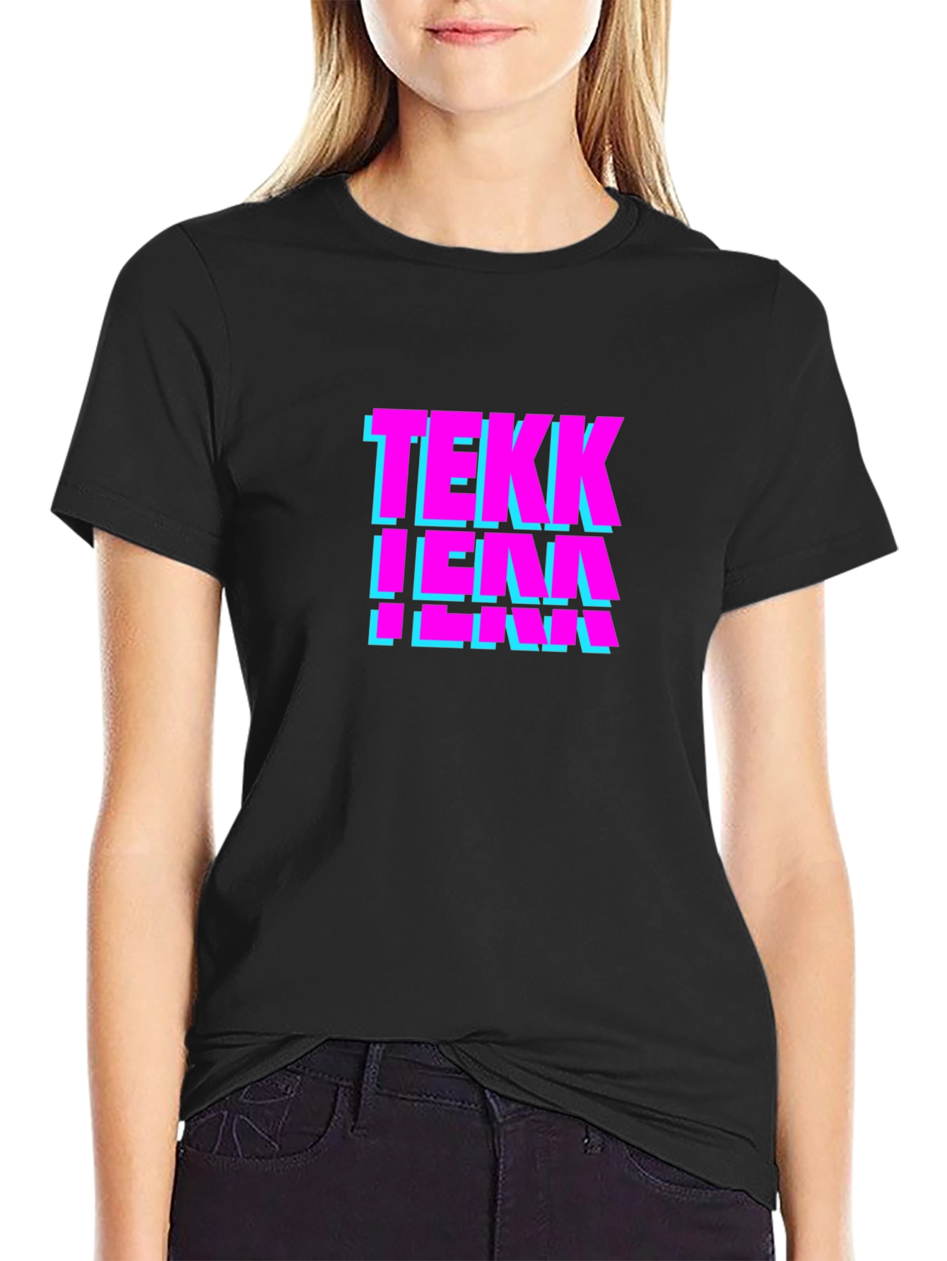 Black Tekk Tee: Retro Style Graphic T-Shirt view 2