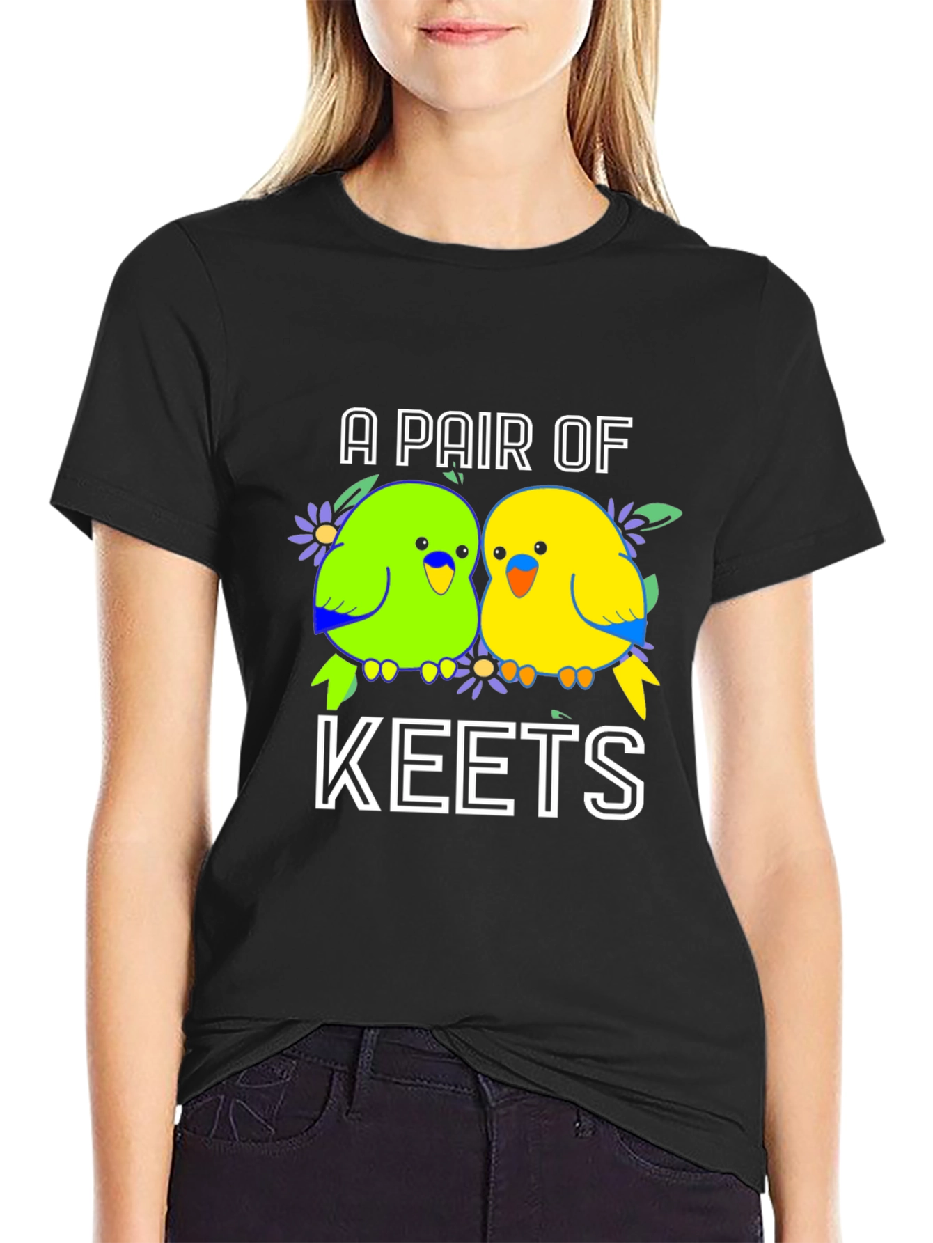 Black A Pair of Keets T-Shirt - Budgie Lover Tee view 2