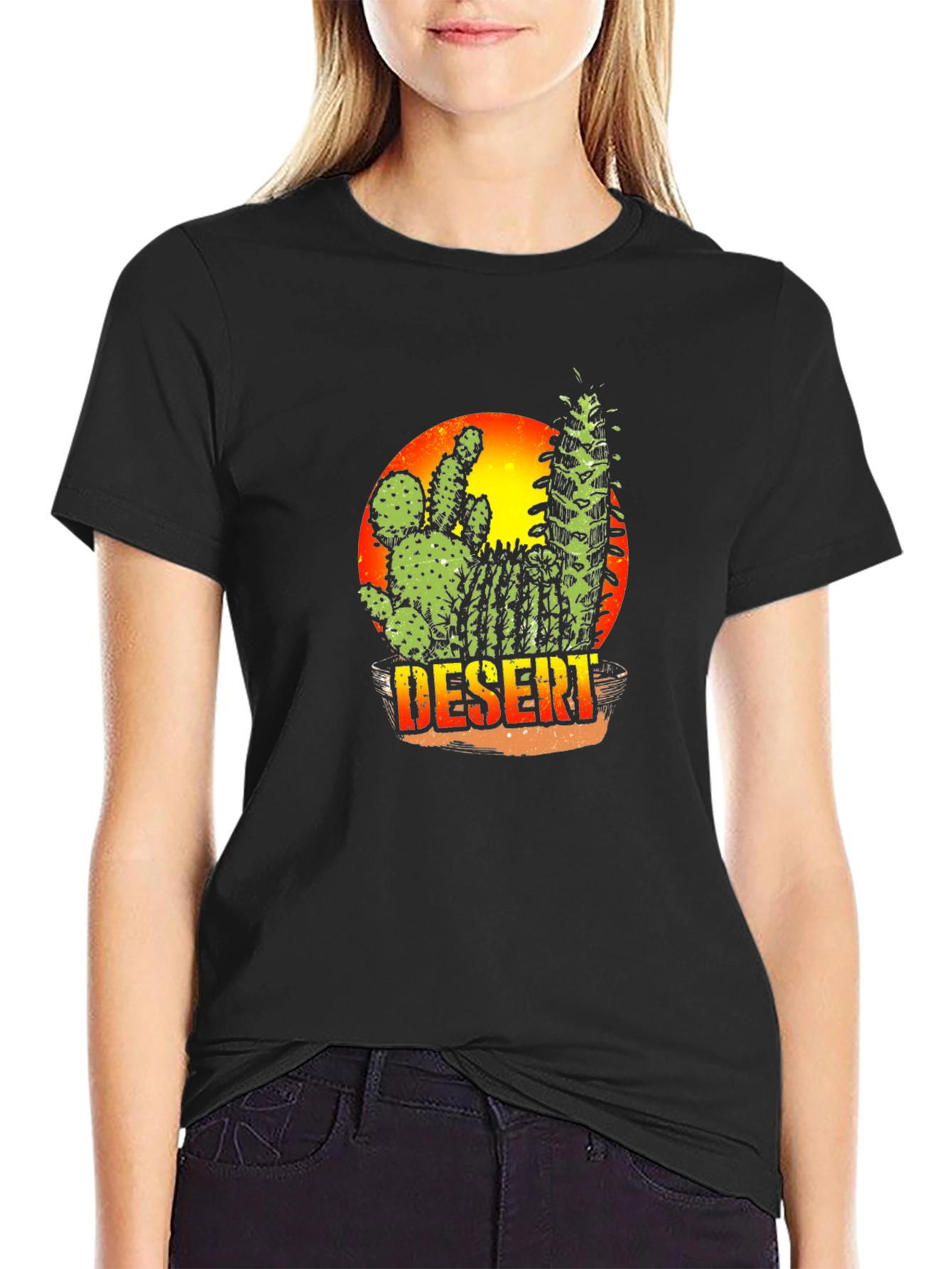 Black Desert Cactus Graphic Tee - Black view 2