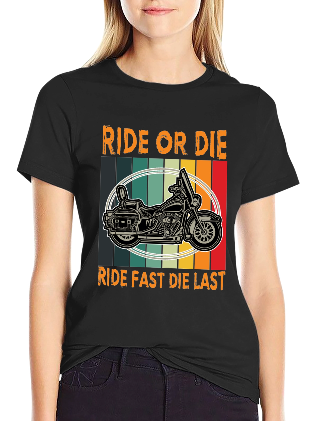 Black Ride or Die Graphic Tee - Biker Motorcycle T-Shirt view 2