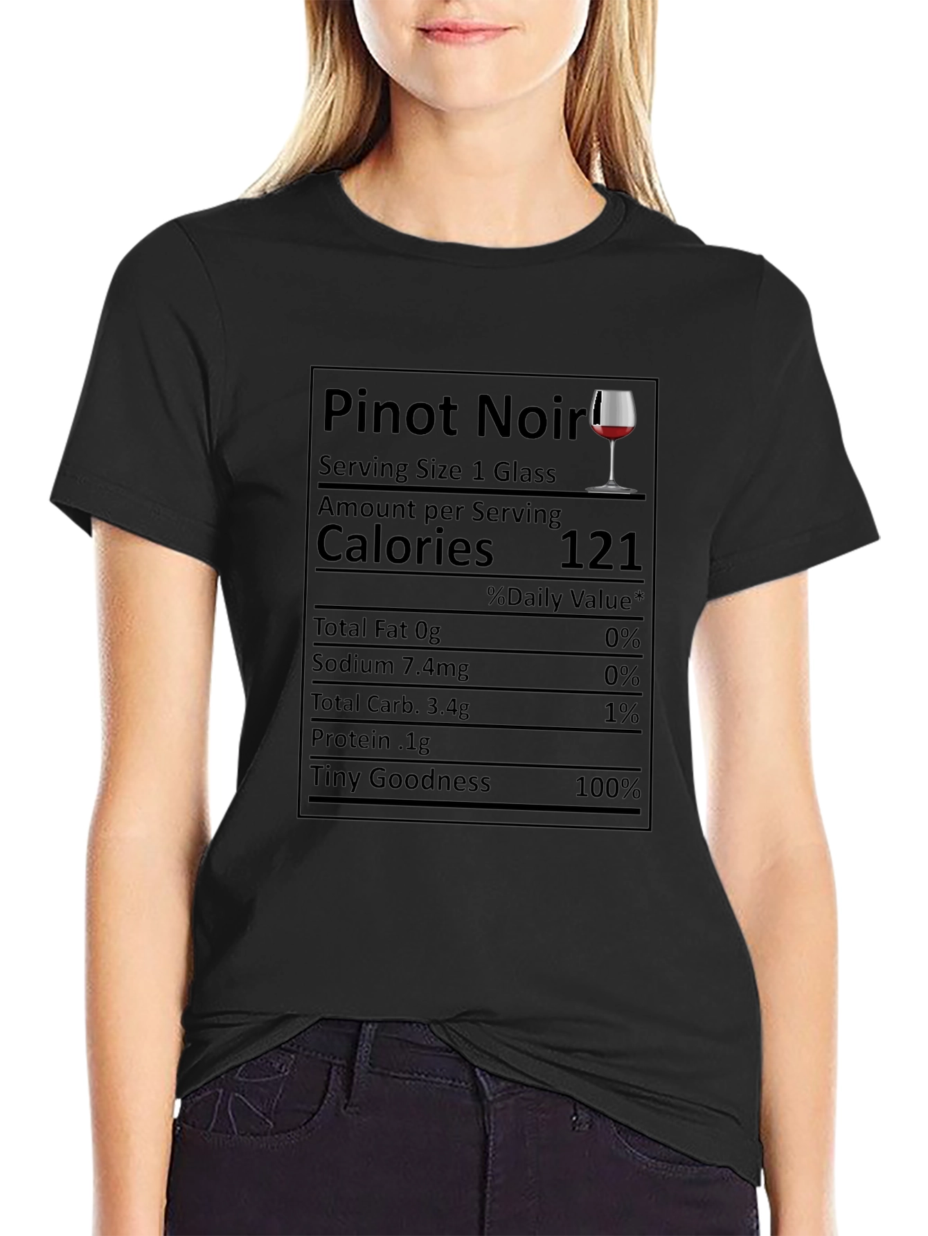 Black Pinot Noir Nutrition Facts Funny T-Shirt view 2