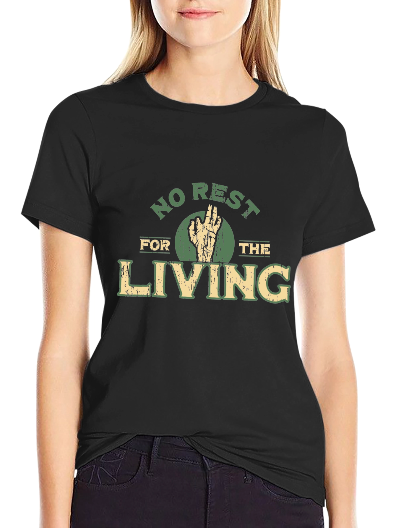 Black No Rest For The Living Graphic T-Shirt view 2
