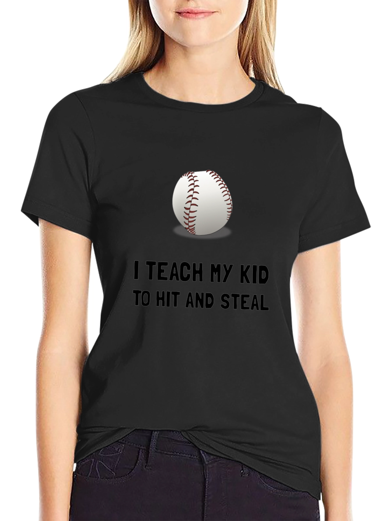 Black I Teach My Kid Baseball T-Shirt view 2