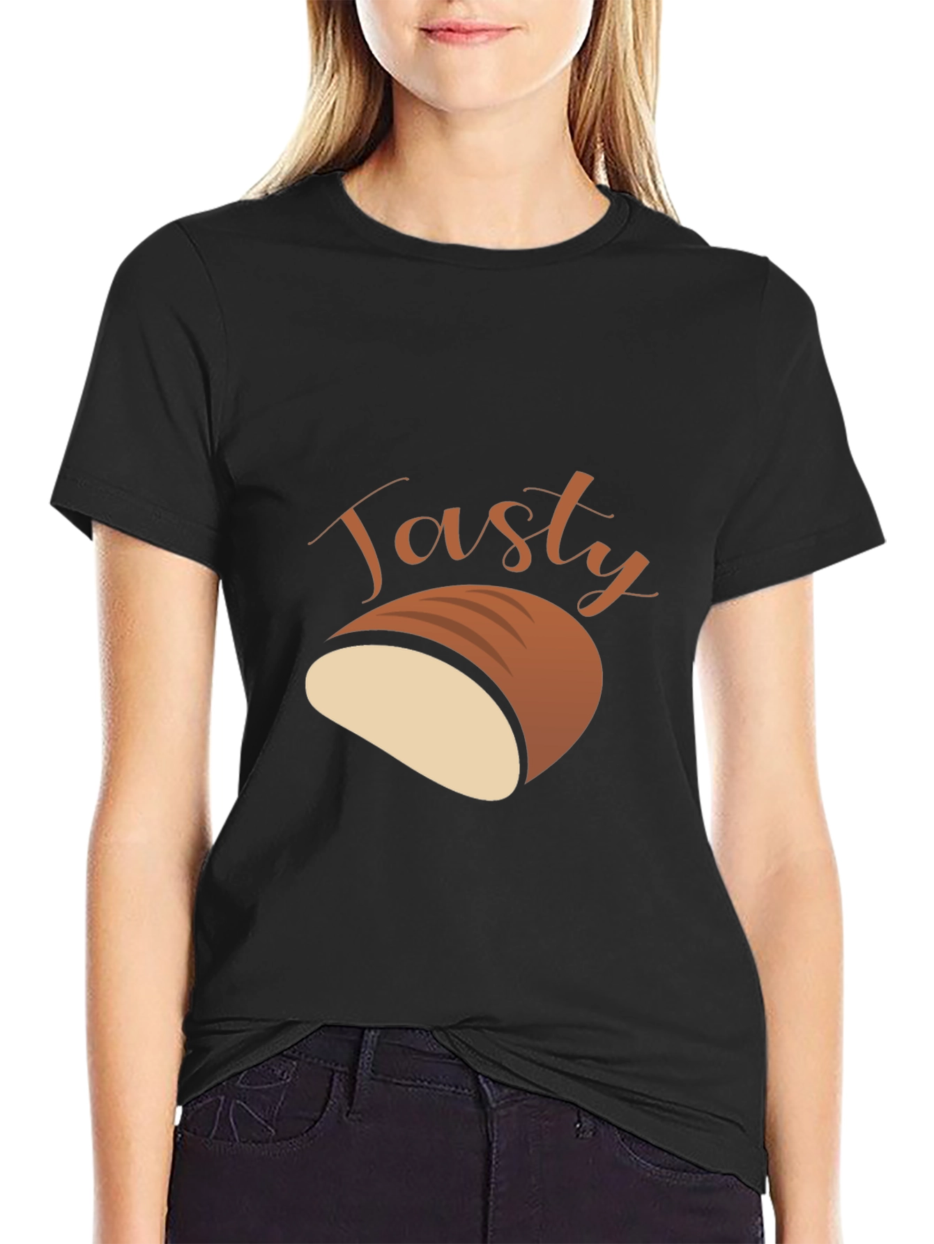 Black Tasty Bread Graphic T-Shirt - Unisex Casual Tee view 2