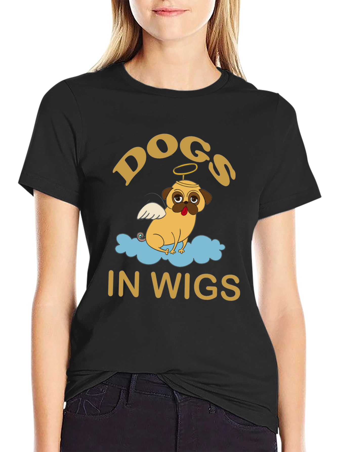 Black Dogs in Wigs Graphic Tee - Black T-Shirt view 2