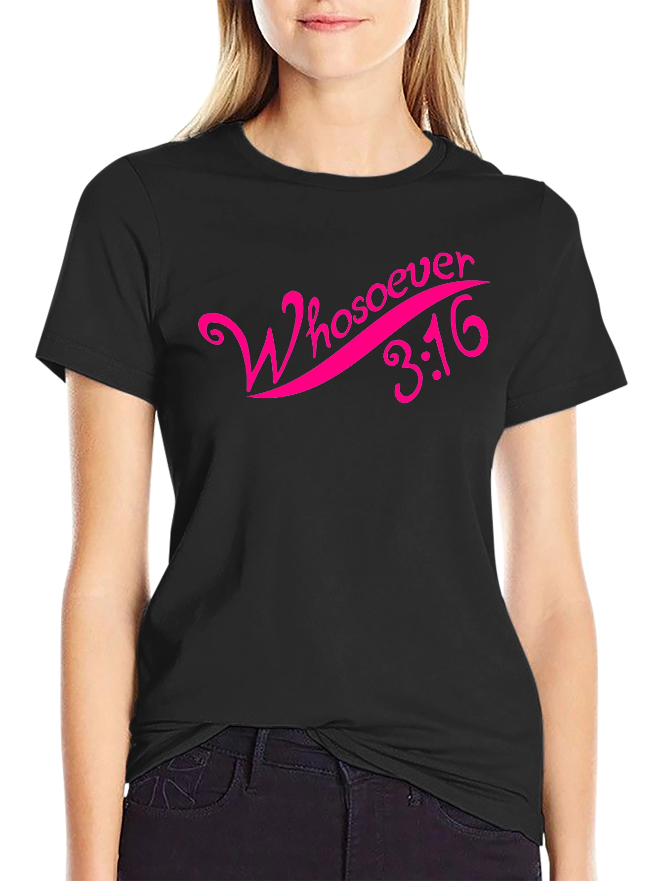 Black Whosoever John 3:16 Graphic T-Shirt view 2