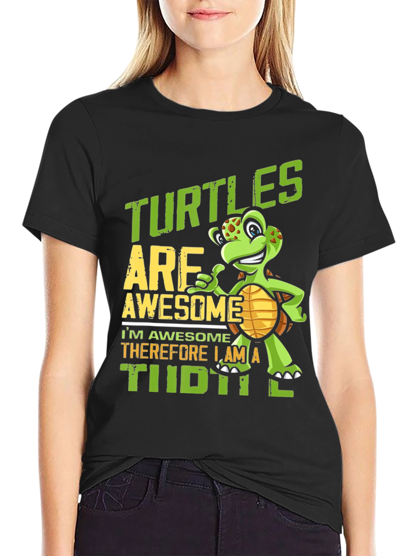 Black Turtle Awesome Graphic T-Shirt view 2
