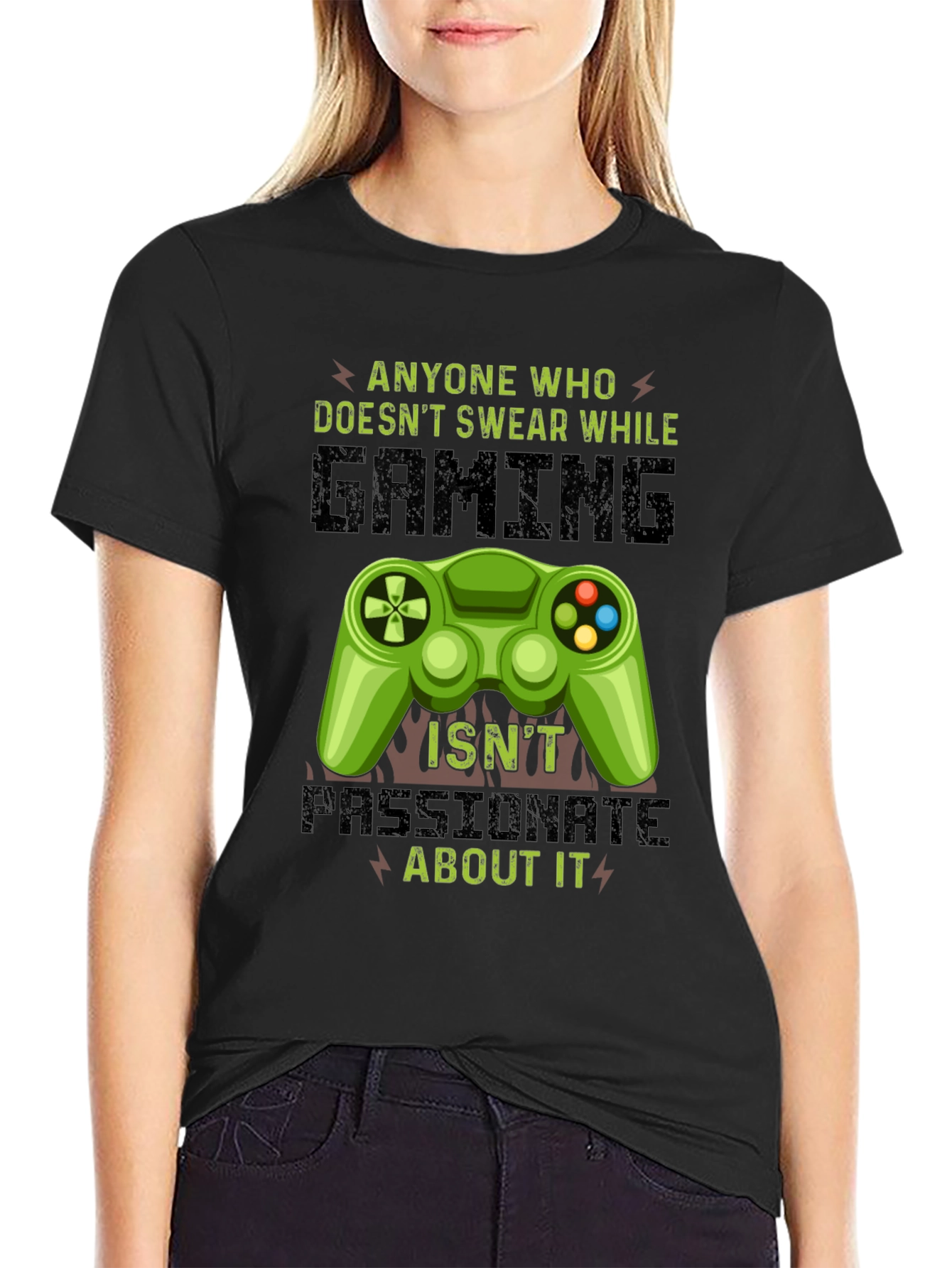 Black Gamer T-Shirt: Passionate Gaming Tee view 2