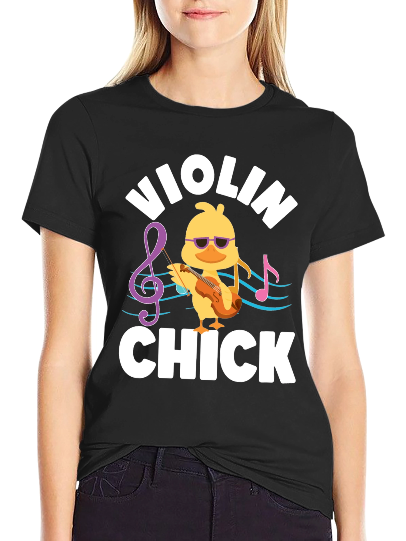 Black Violin Chick Graphic T-Shirt view 2