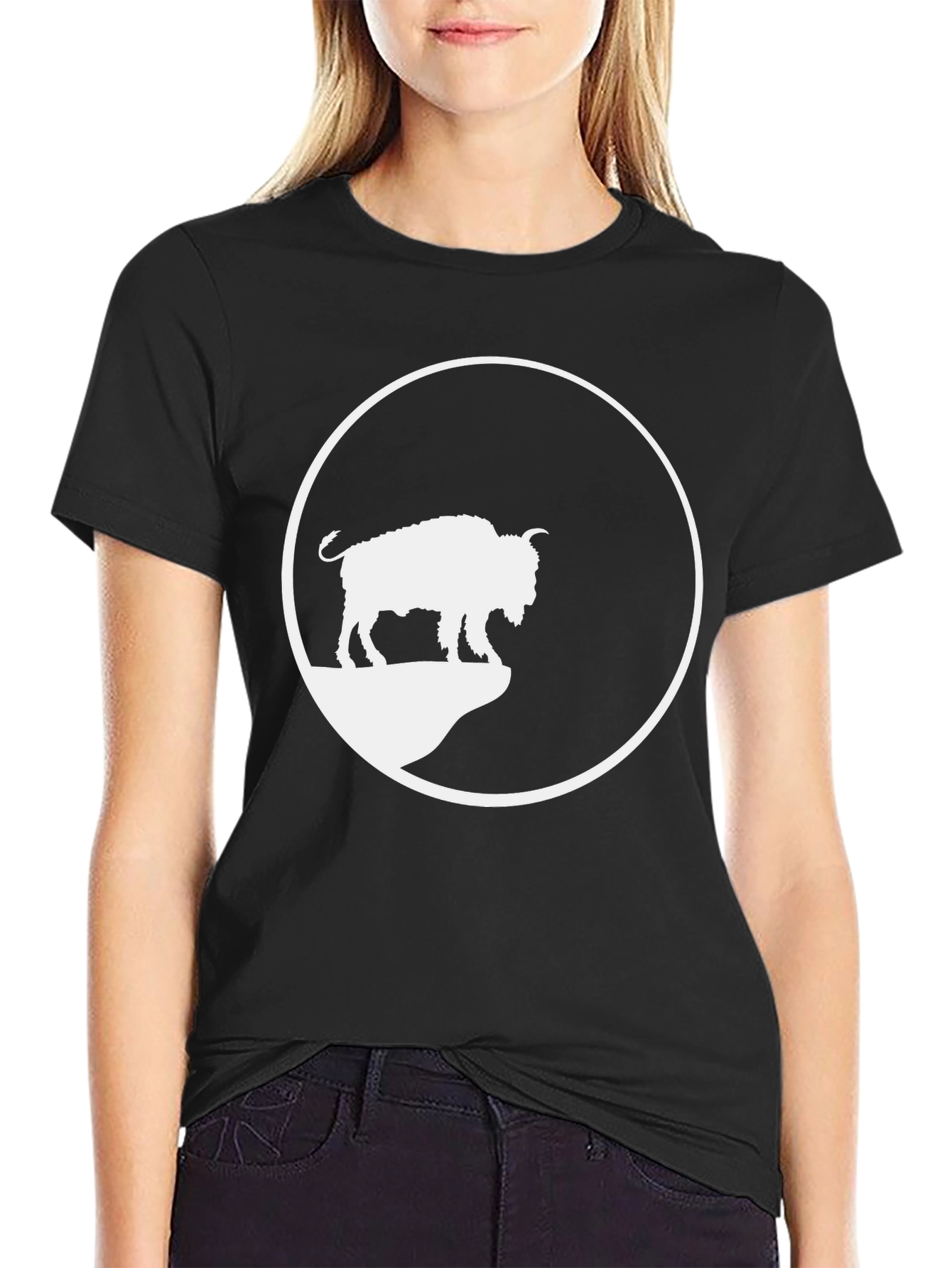 Black Buffalo Silhouette Tee - Black Graphic T-Shirt view 2