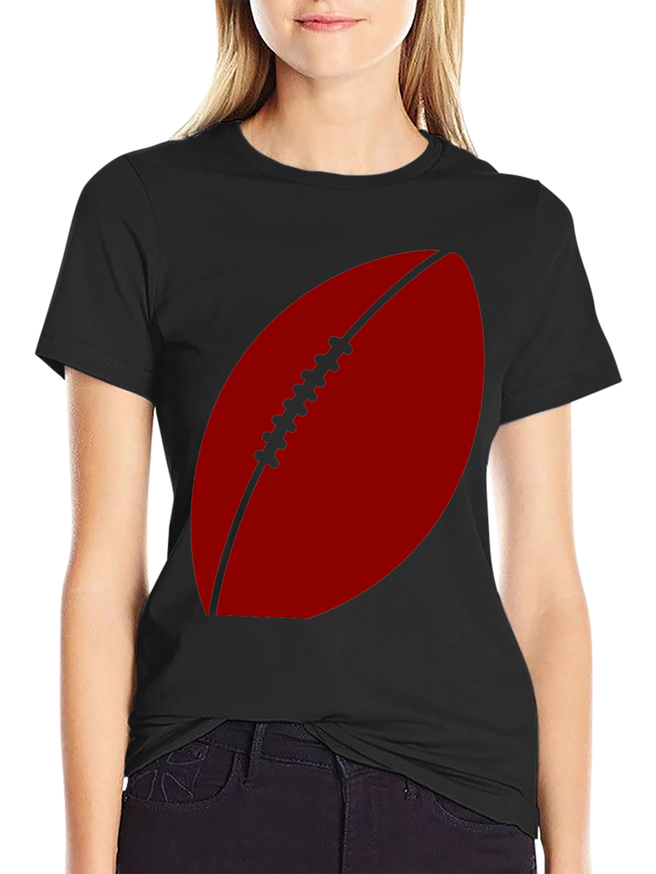 Black Football Graphic Tee - Casual Sportswear view 2