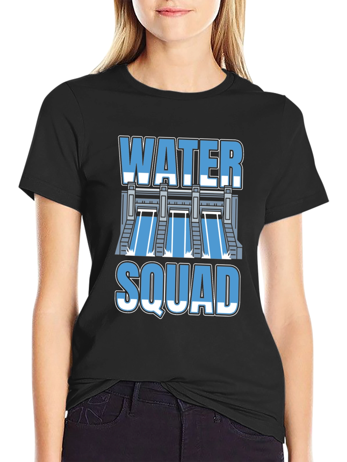 Black Water Squad Graphic T-Shirt - Black Crew Neck Tee view 2