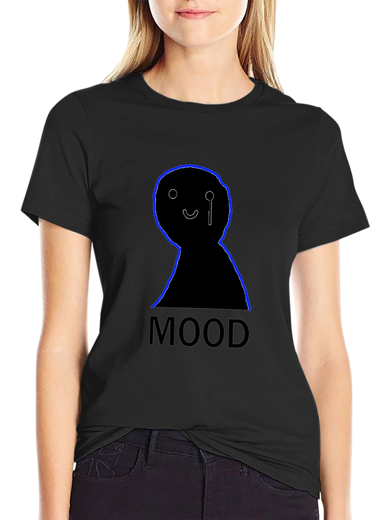 Black Mood Graphic Tee - Black Cotton T-Shirt view 2