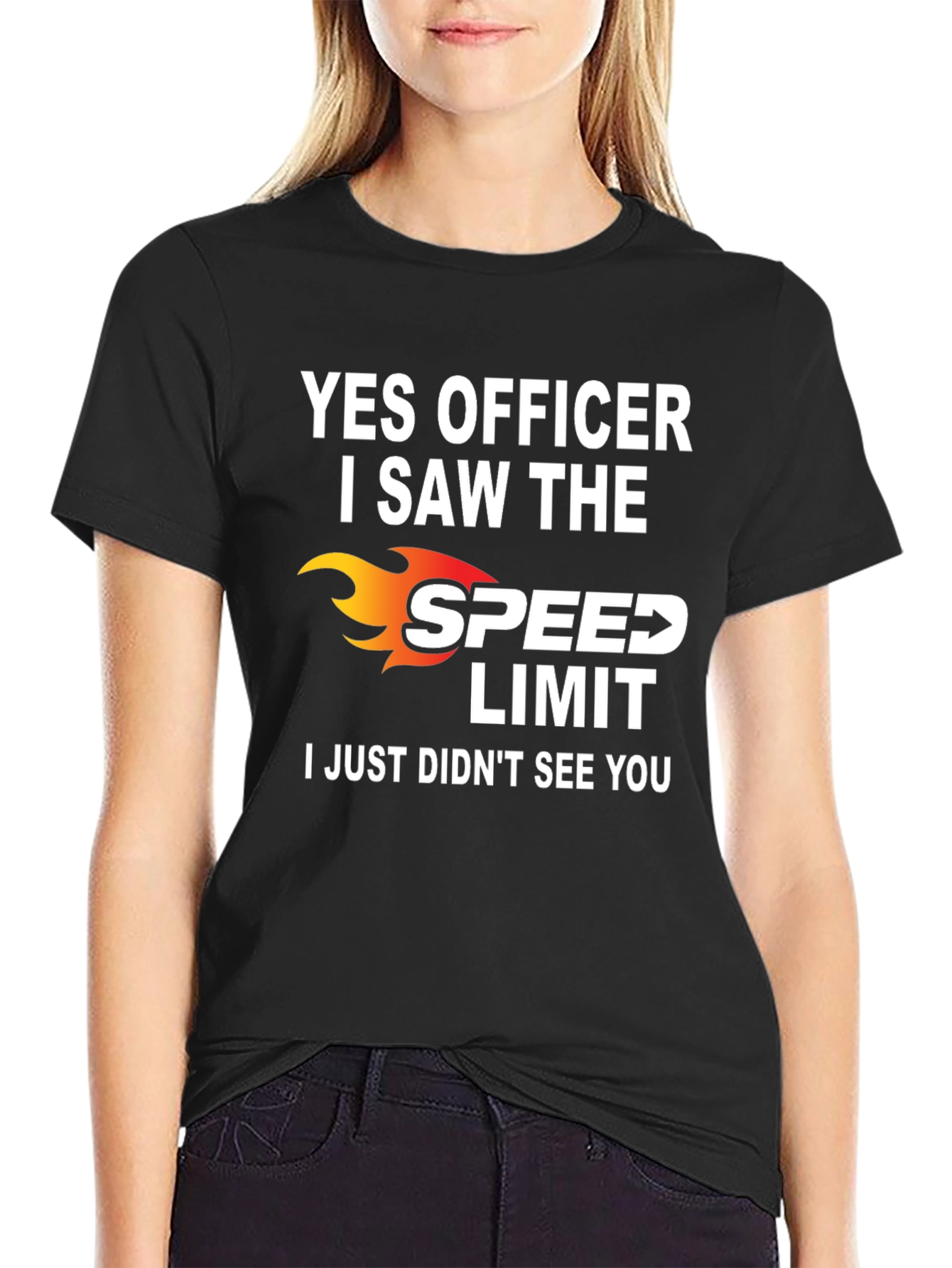 Black Funny Speed Limit T-Shirt - Yes Officer view 2