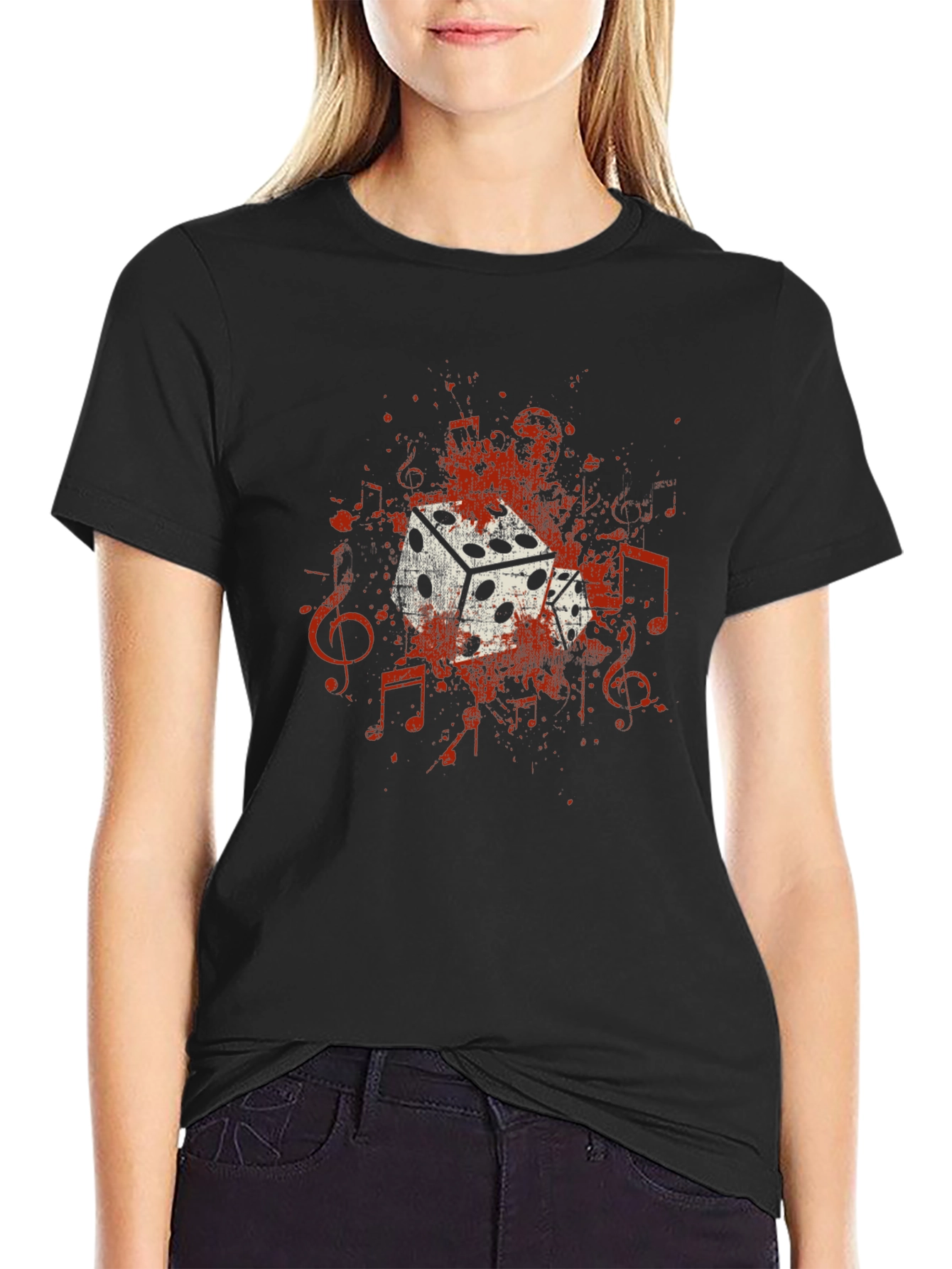 Black Dice and Music Note Graphic Tee - Unisex view 2